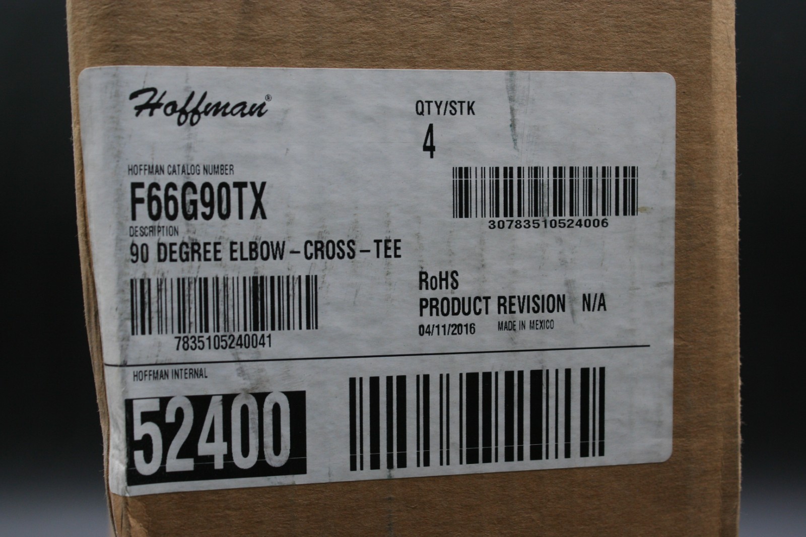One (1) Hoffman F66G90TX 90° Elbow-Cross-Tee, 6″ x 6″ (52400) Mexico NEW