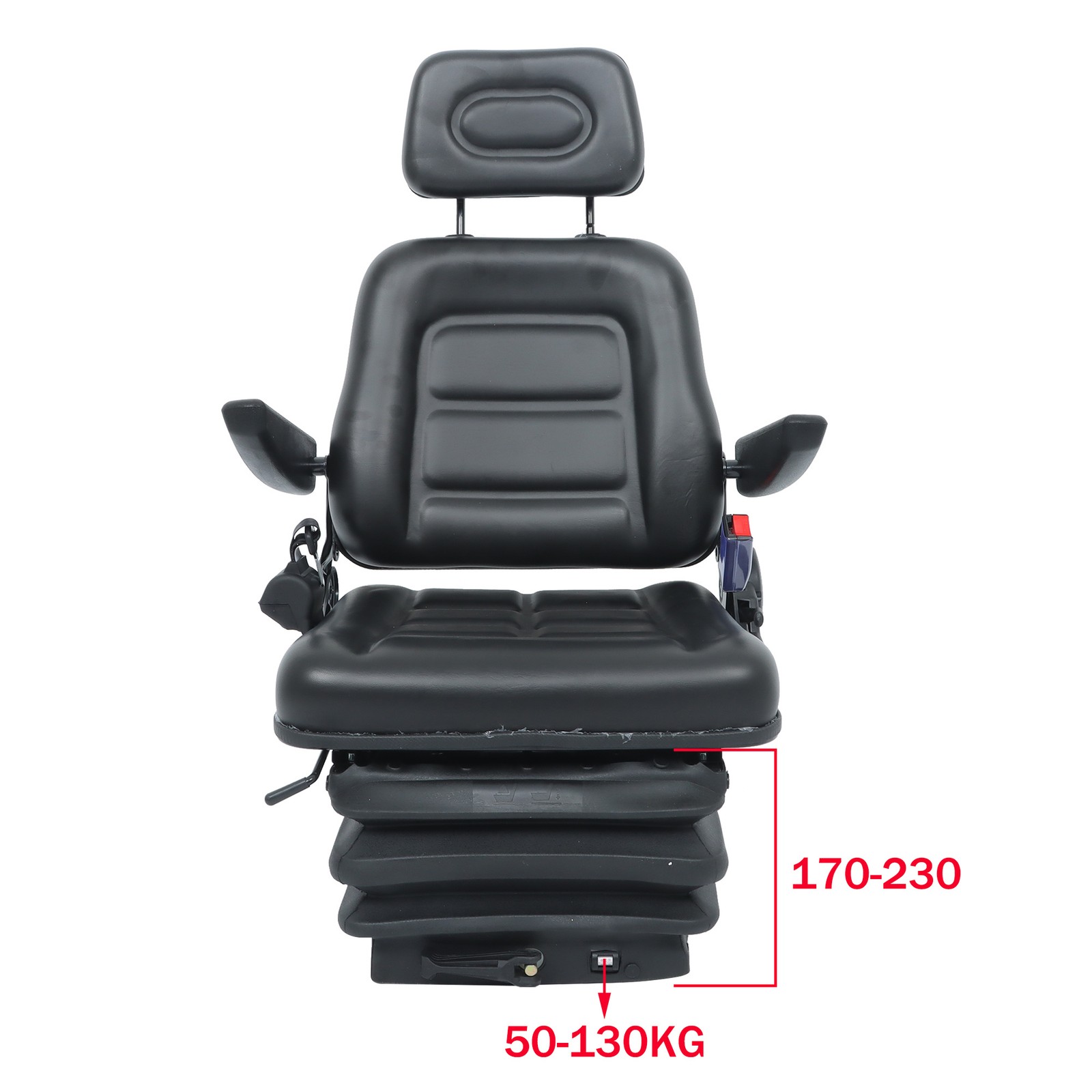 Forklift & Tractor Seat Suspension Adjustable Backrest Armrest Safety Belt