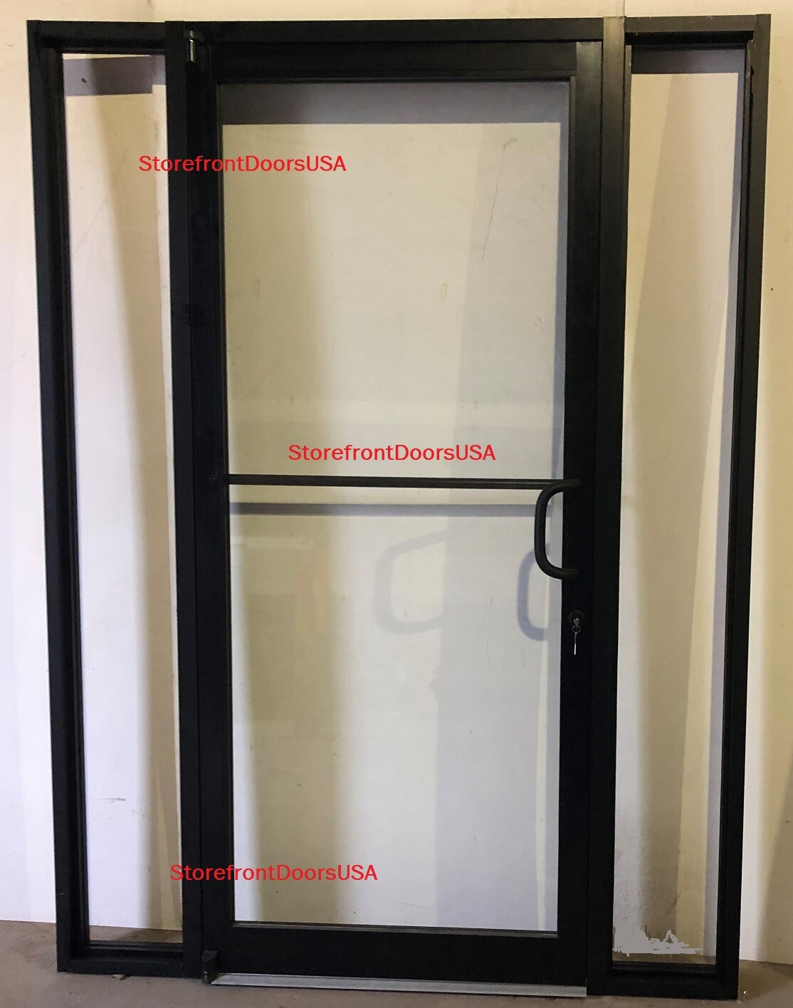 Storefront Door RH-offset pivot Bronze Anodize 3X7 w-GLASS,Closer, 12″ sidelites