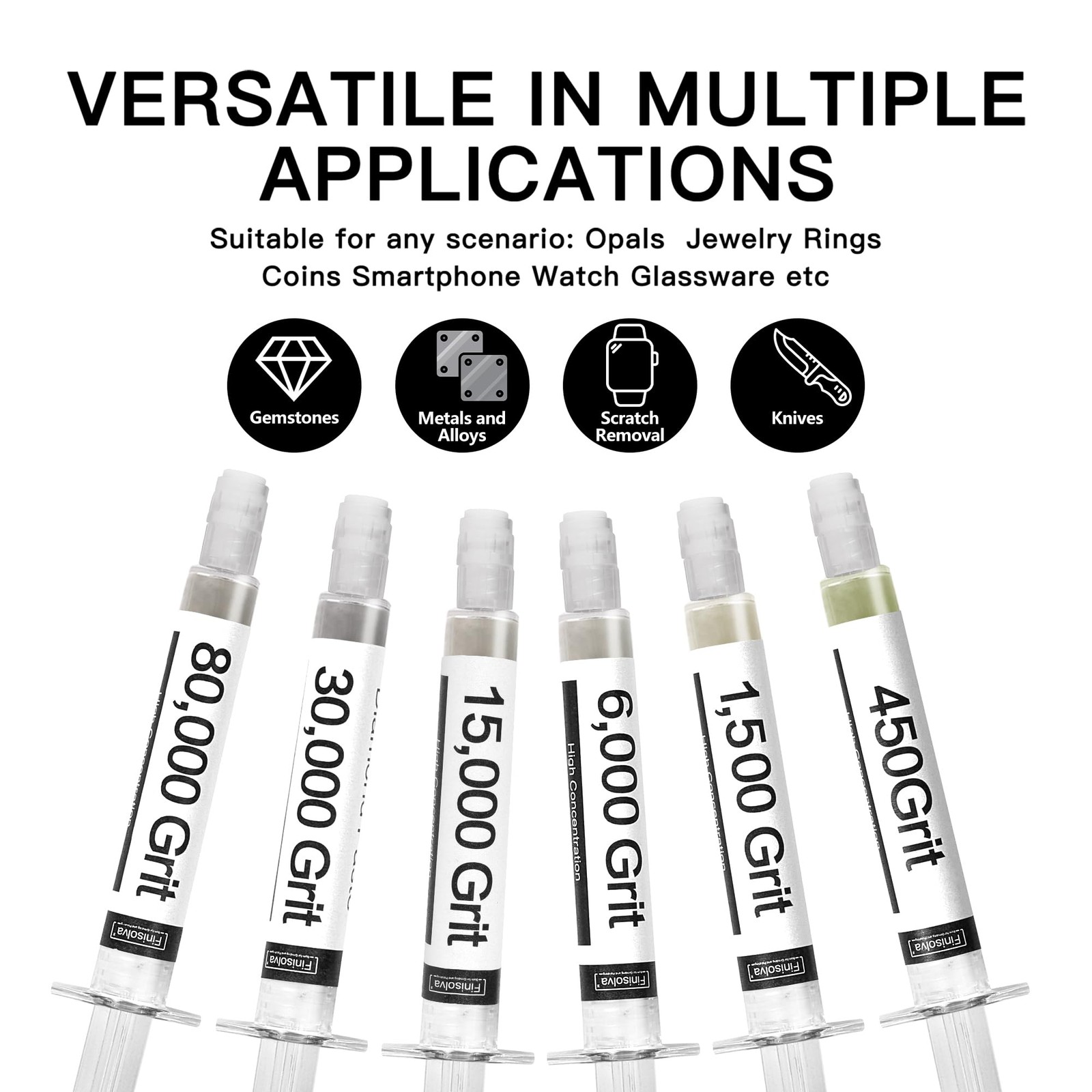 Diamond Polishing Compound Kit of 6 Lapping Paste 80,000 to 5 grams