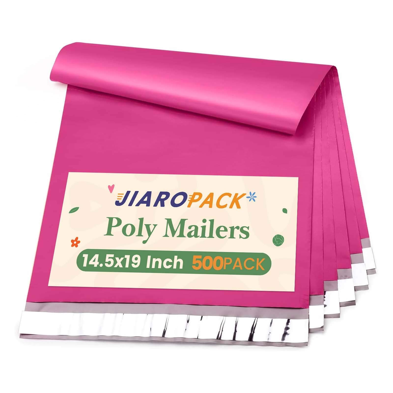 500 Poly Mailers 14.5×19 Large Shipping Bags for Clothing Mailing Poly Bags Pink