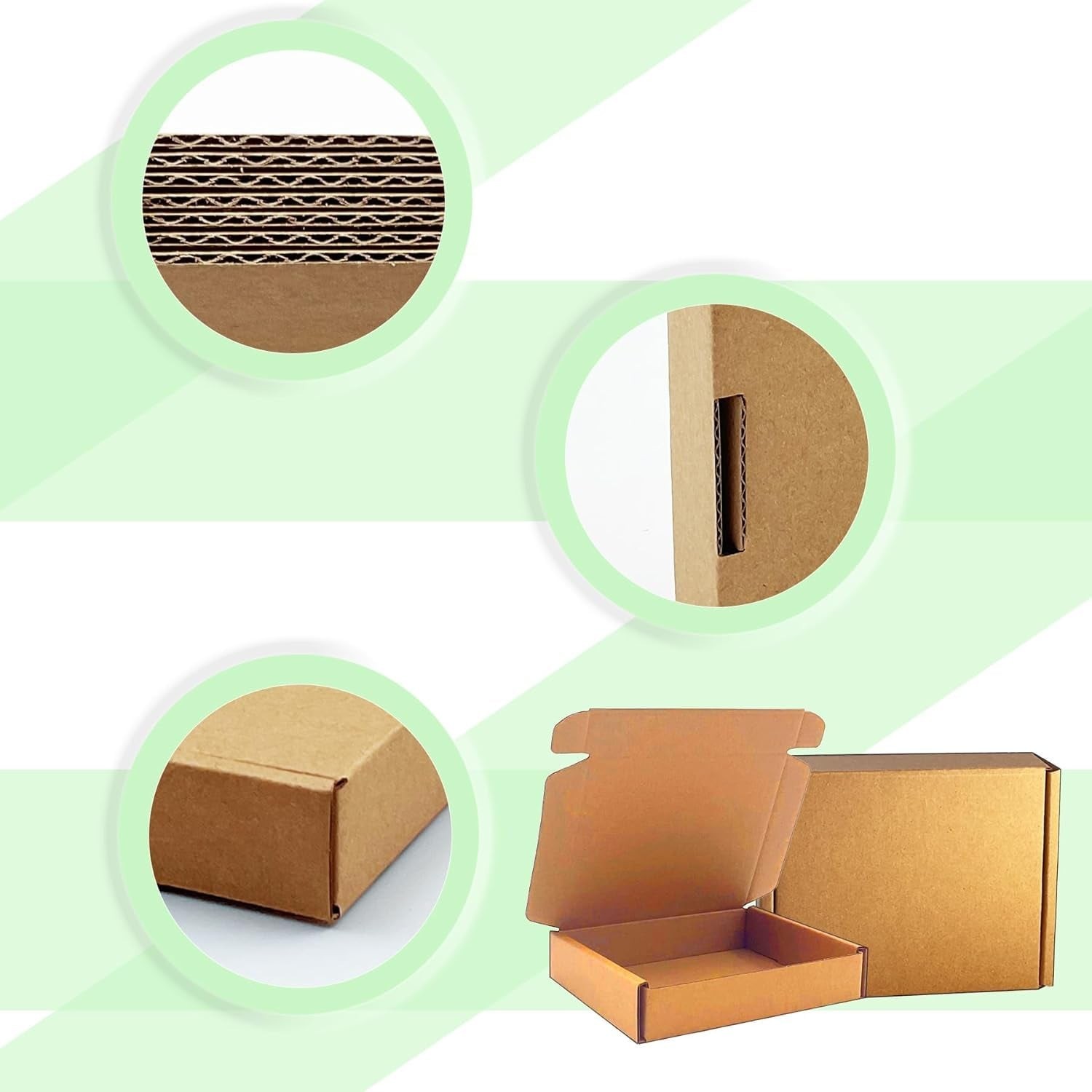 ​​​5x4x1 inch Small Shipping Boxes 50 Pack, Brown Kraft Corrugated Cardboard Mai