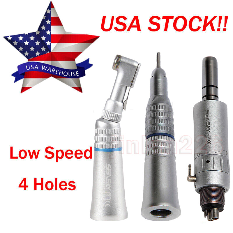 NSK Style Dental Latch/Push Slow Speed Handpiece Contra Angle Air Motor 2/4Holes