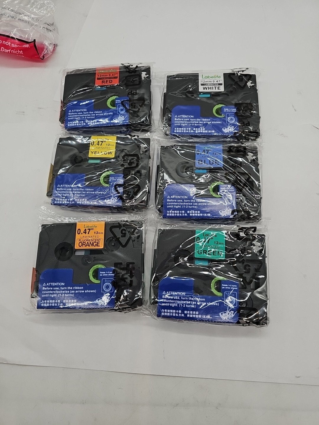 6PK Black-on-Color Compatible Label Tape for Brother TZe-B31-731 12mm 0.47 Inch