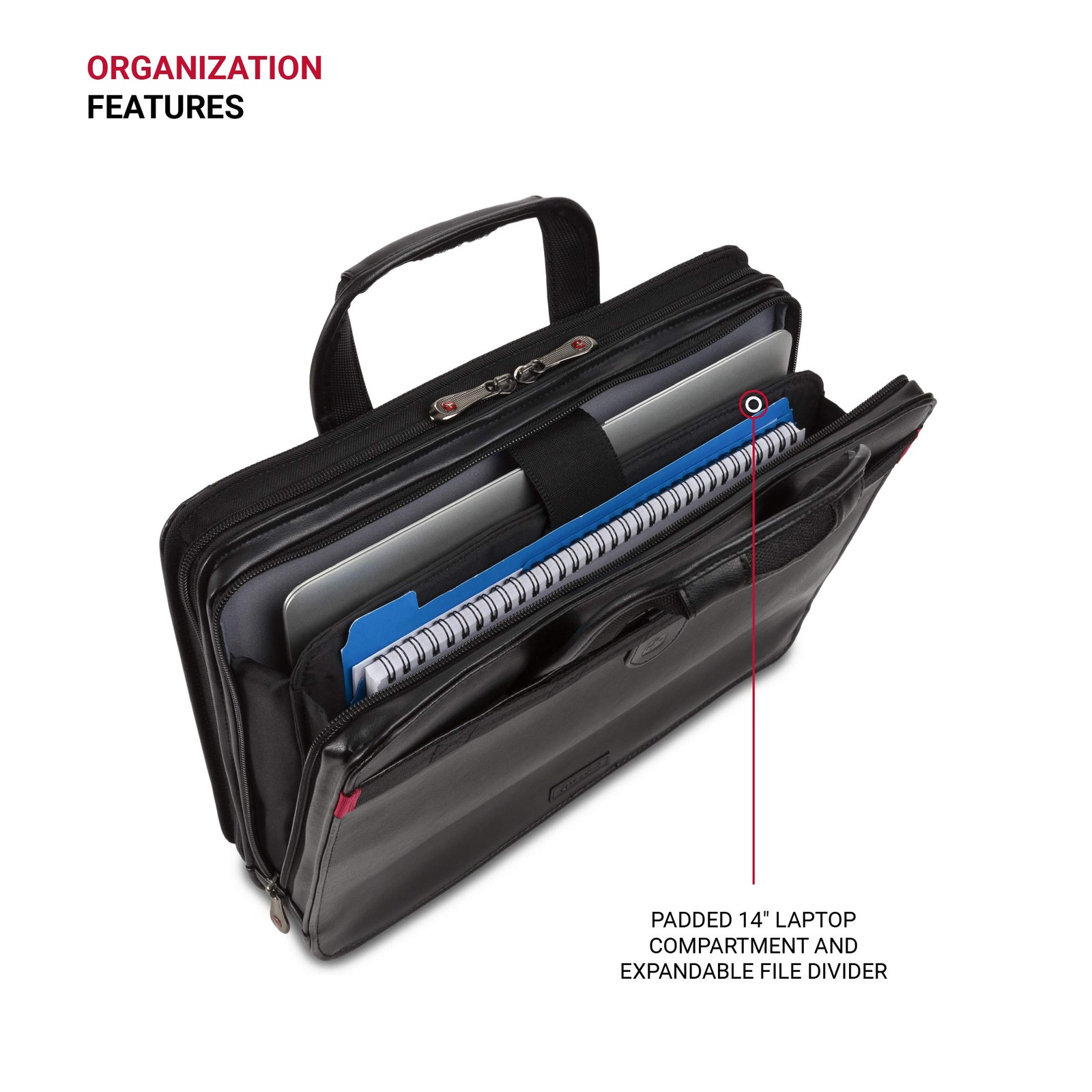 Luggage Proxy Zippered Laptop Presentation Padfolio, Black, 14inch 601675