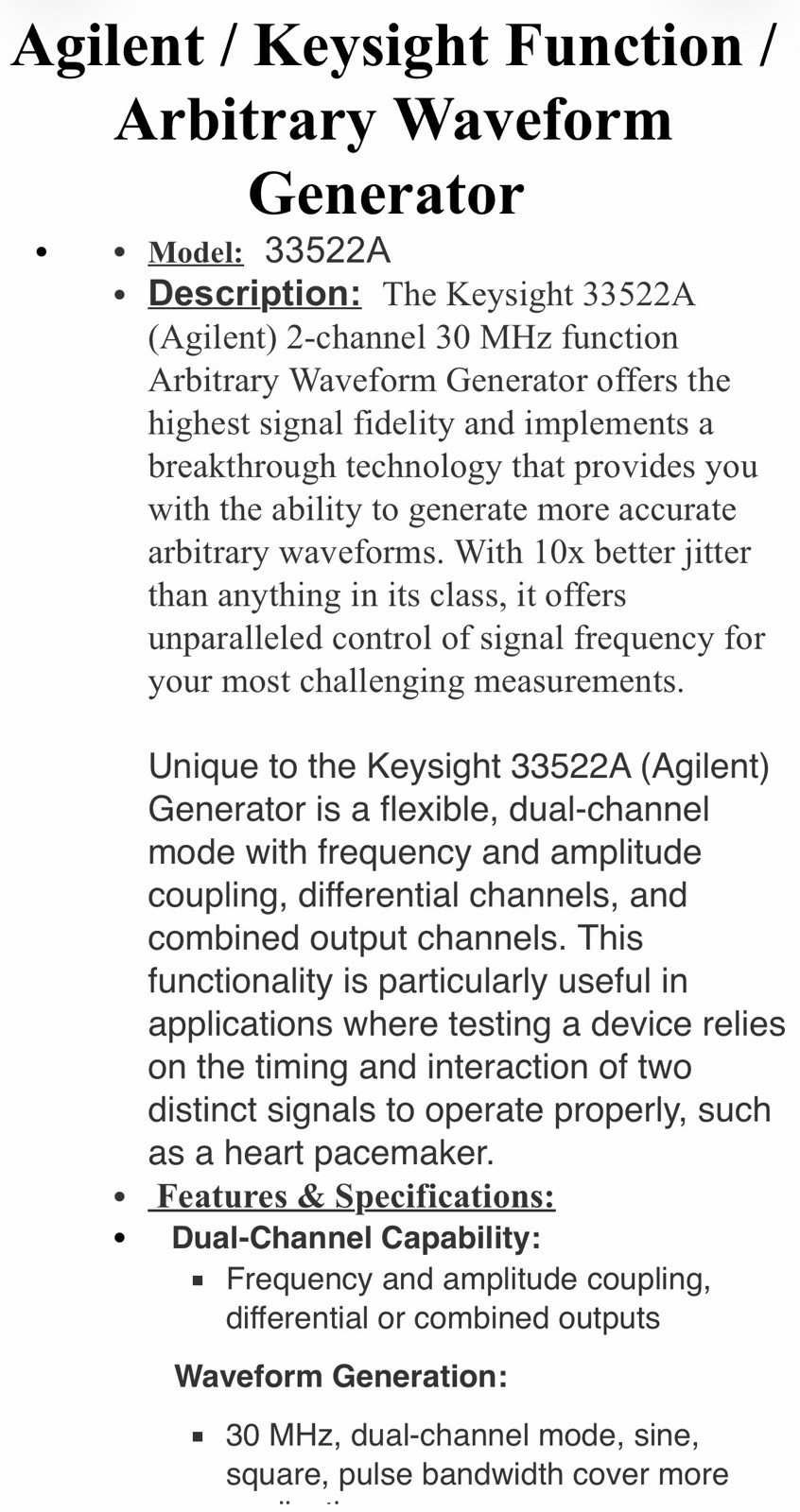 HP/Agilent/Keysight 33522A Waveform Generator CALIBRATED recently
