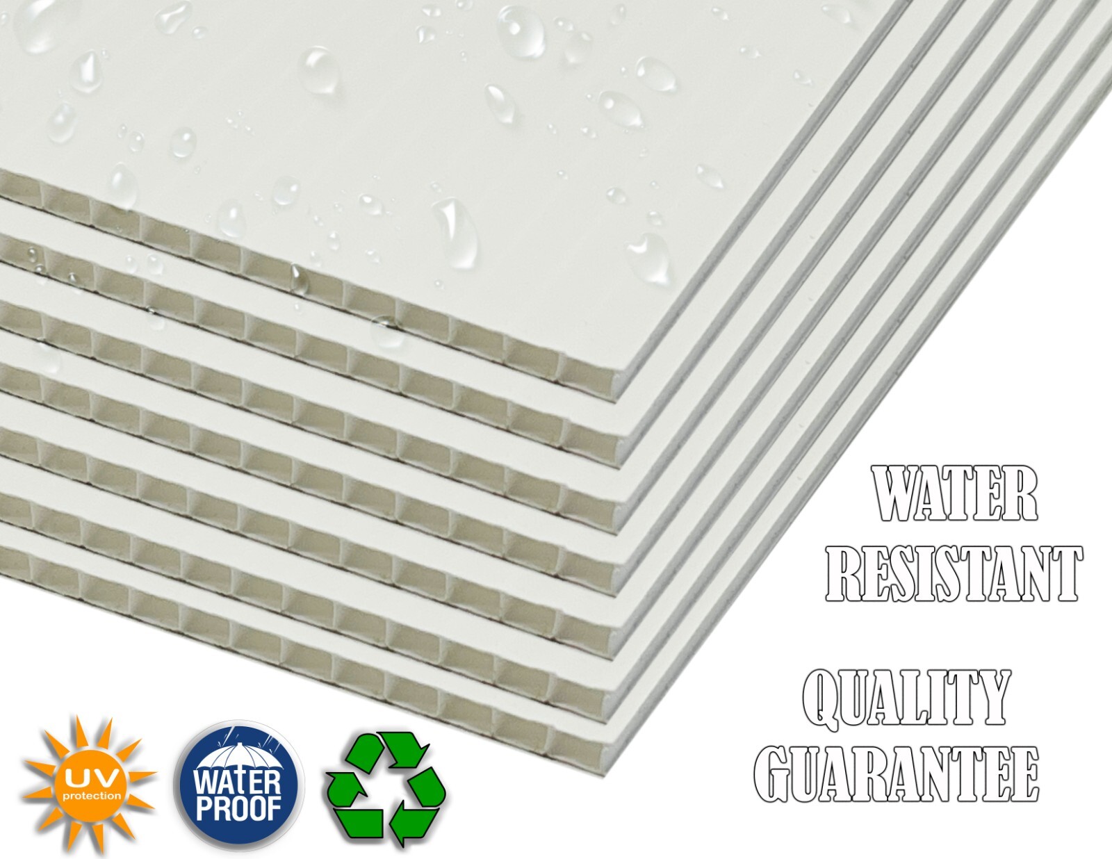 4mm Corrugated White Plastic Sheets 18×24 24×36 24×48 36×36 Coroplast Sign SALE