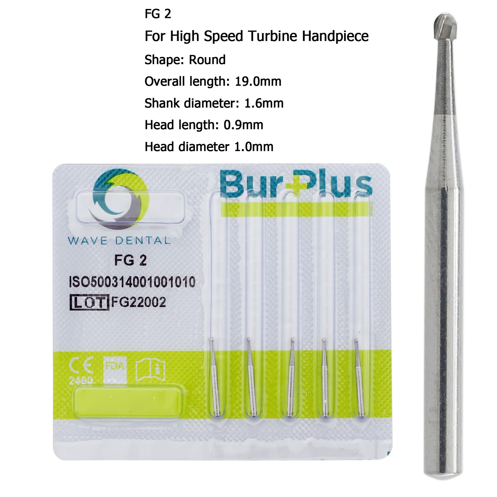 WAVE Dental Round Surgical Burs Carbide Bur High Speed Long FG / FG SURG 2 4 6 8