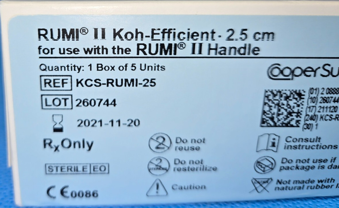Cooper Surgical RUMI II Koh-efficient 2.5cm Extra Small KCS-RUMI-25 box of 5
