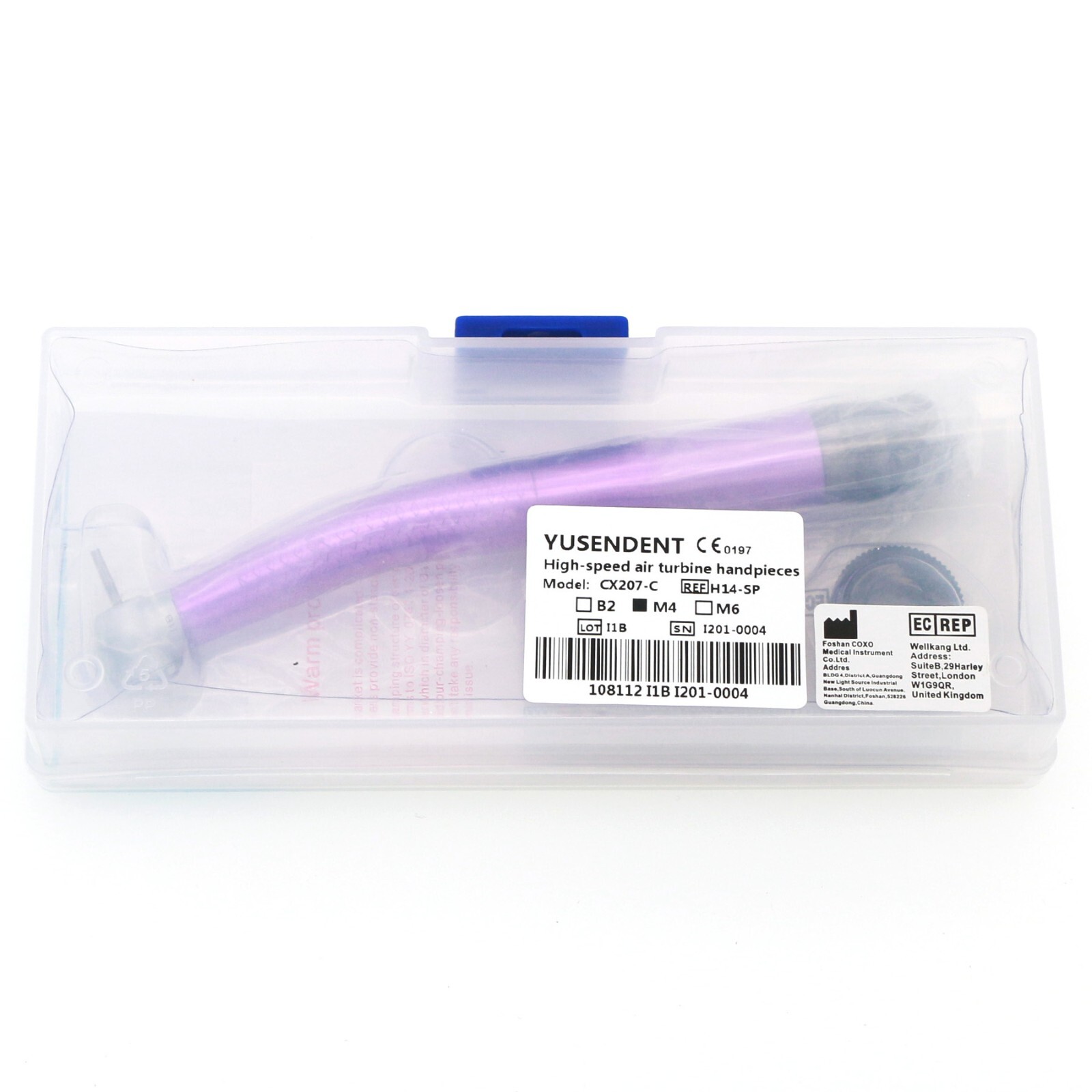 US COXO Dental High Speed 4 Holes Air Turbine Push Button Handpiece CX207-Purple