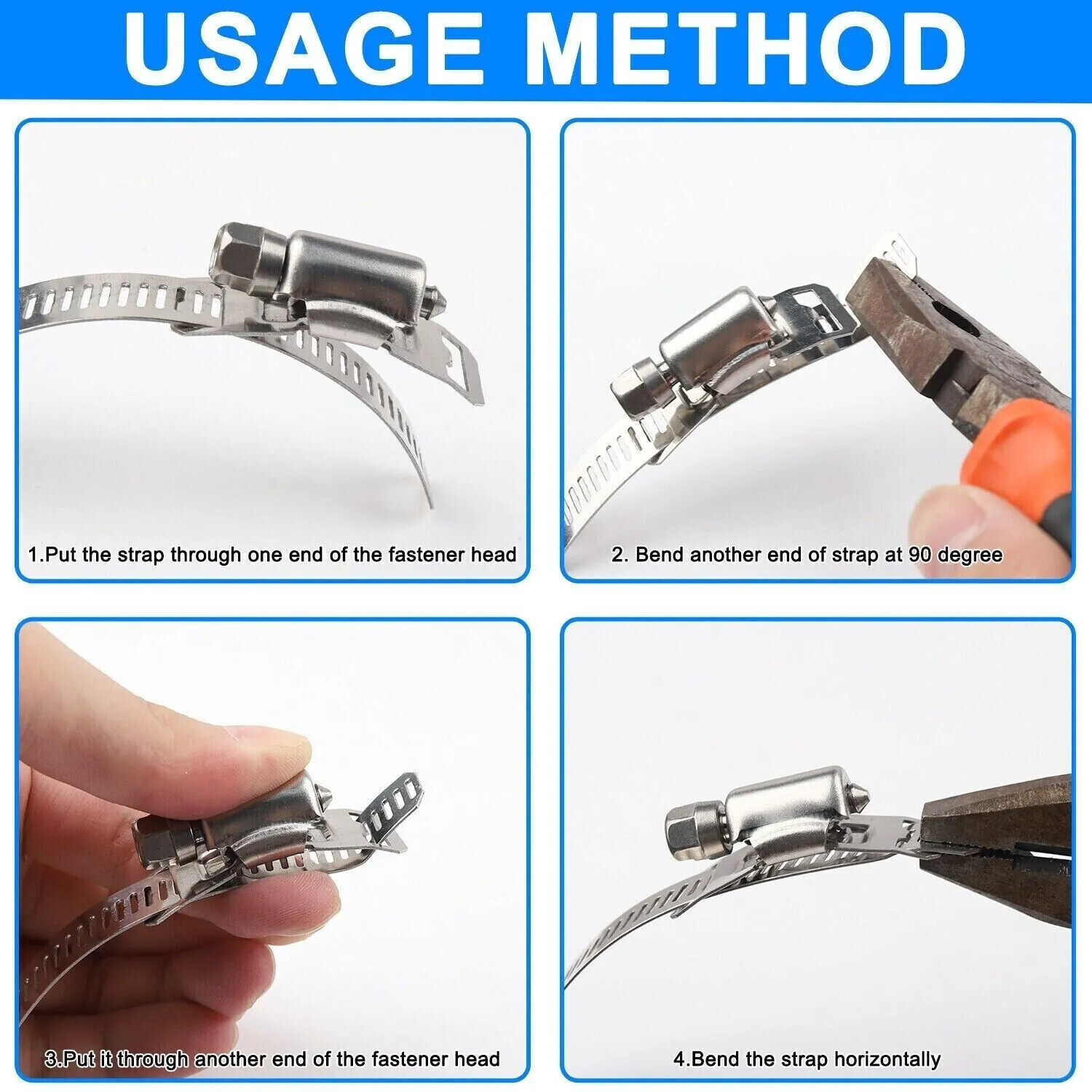Adjustable Large Hose Clamps Worm Gear Stainless Steel Clamp Fasteners USA Sell