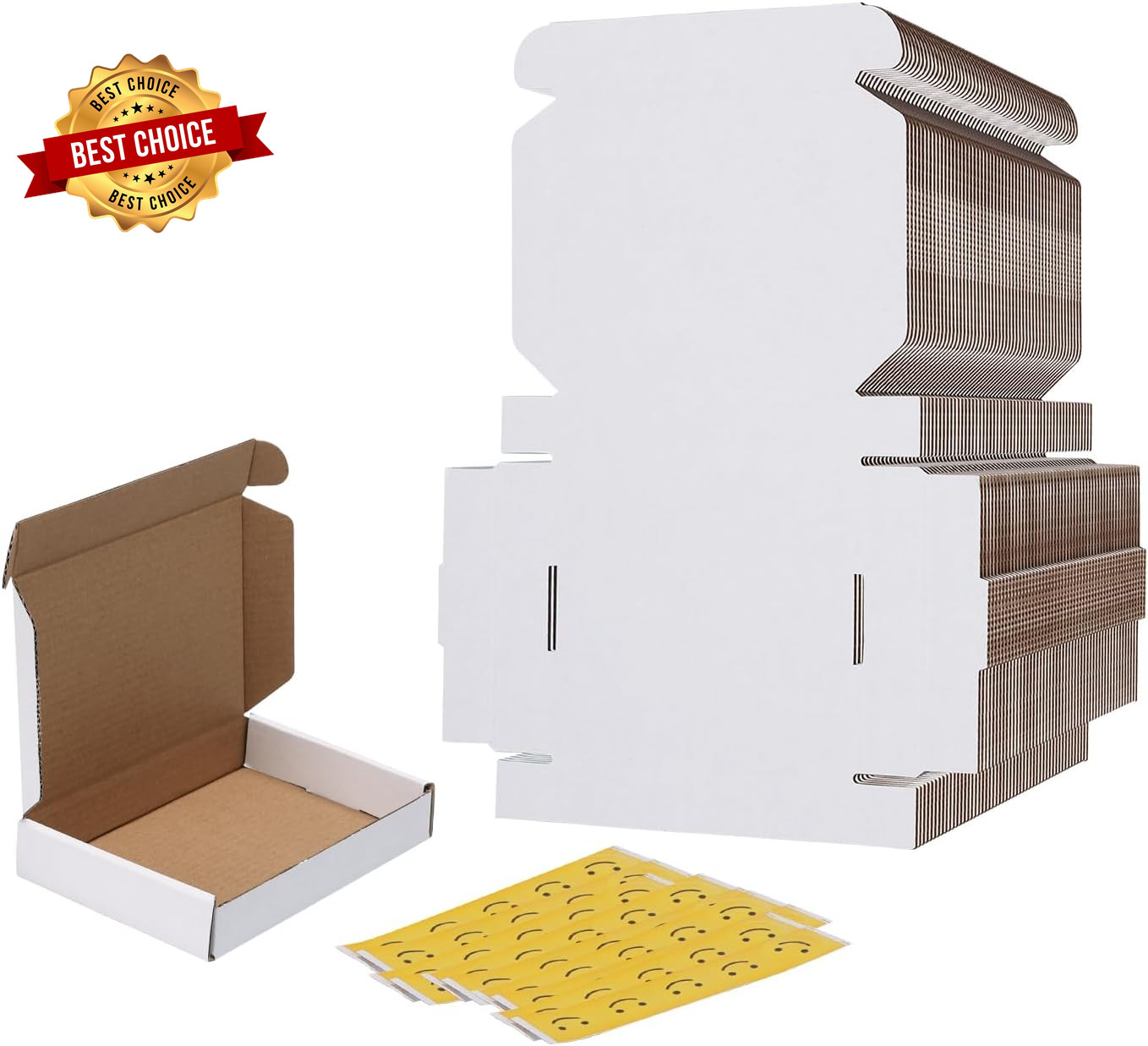9X6X2 Shipping Boxes Set of 50, White Small Corrugated Cardboard Box, Mailer Box