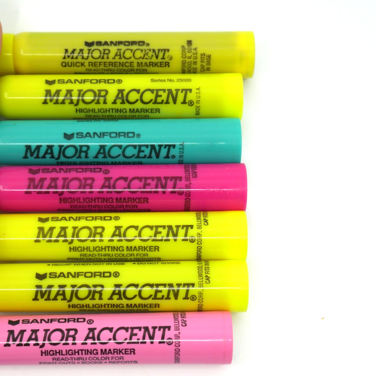 7 Vintage Sanford Major Accent Highlighters set Broad Point hot pink blue yellow