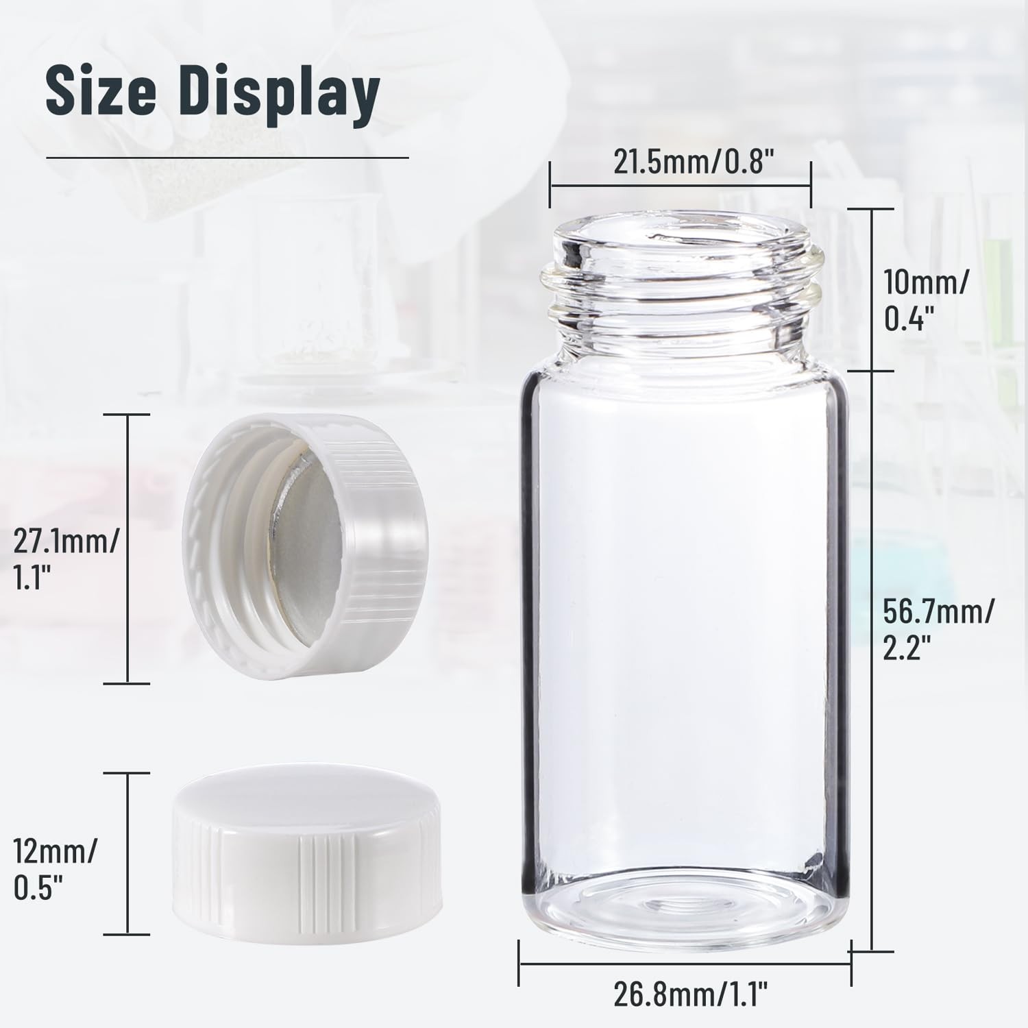 100/500Pcs 20ml Scintillation Vials Transparent Borosilicate Glass Counting Vial