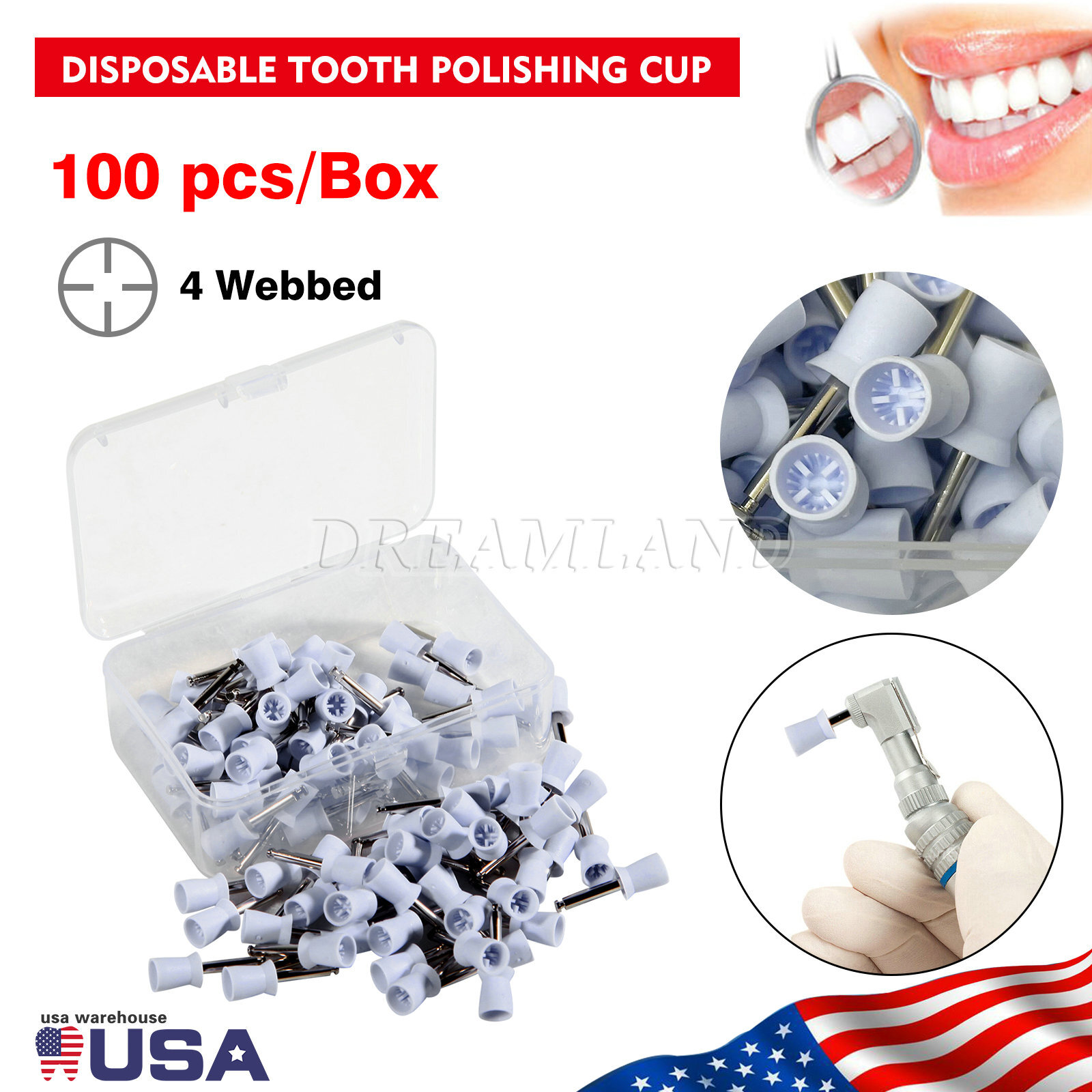 Disposable Dental Prophy Polishing Cups Latch Type Rainbow & White