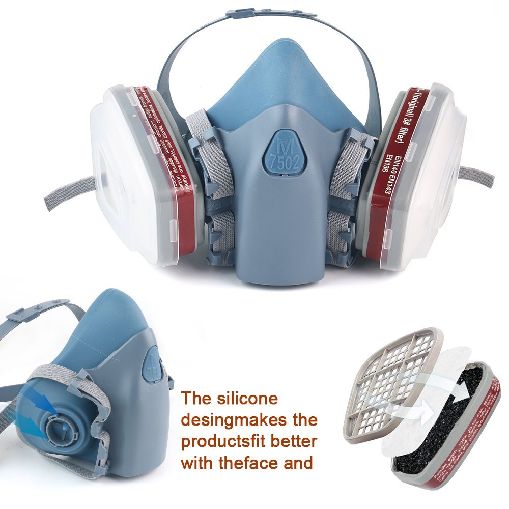 7 IN 1 Reusable Half Face Respirator Facepiece GAS MASK Spraying Painting Safe