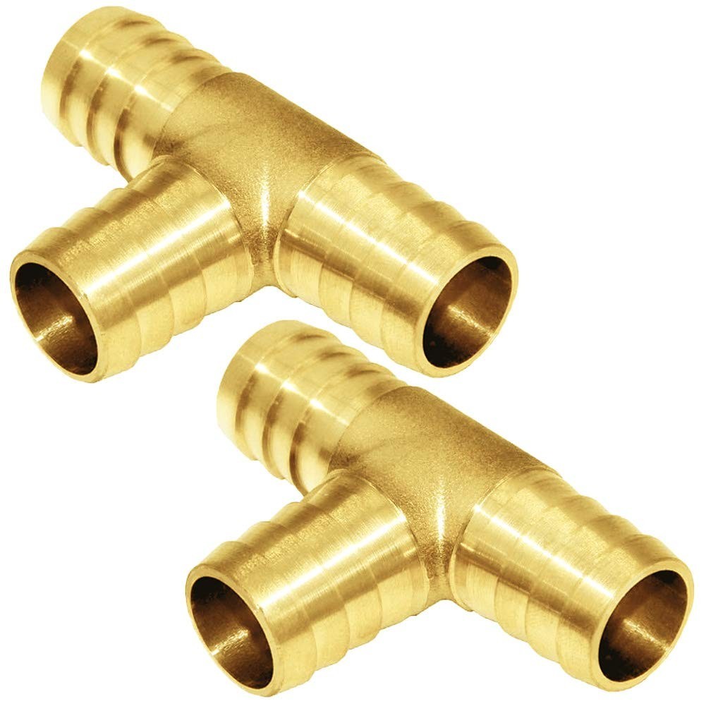 1/2″ Brass Barb Tee Fittings T-Shaped 3 Ways Union 1/2″ Hose Barb Pipe Fittin…