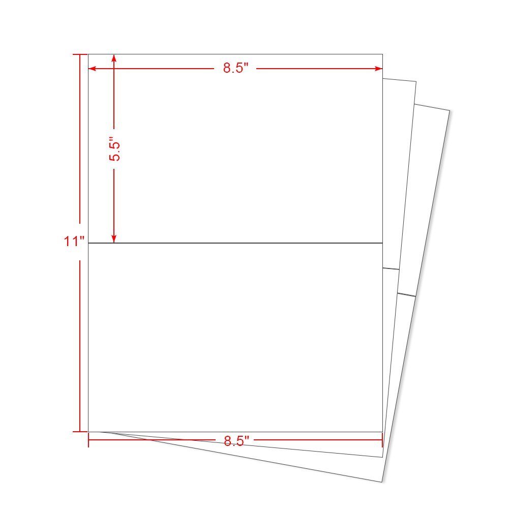 50 – 1000 Half Sheet 8.5 x 5.5 Shipping Labels 2 Per Sheet Self Adhesive Paper