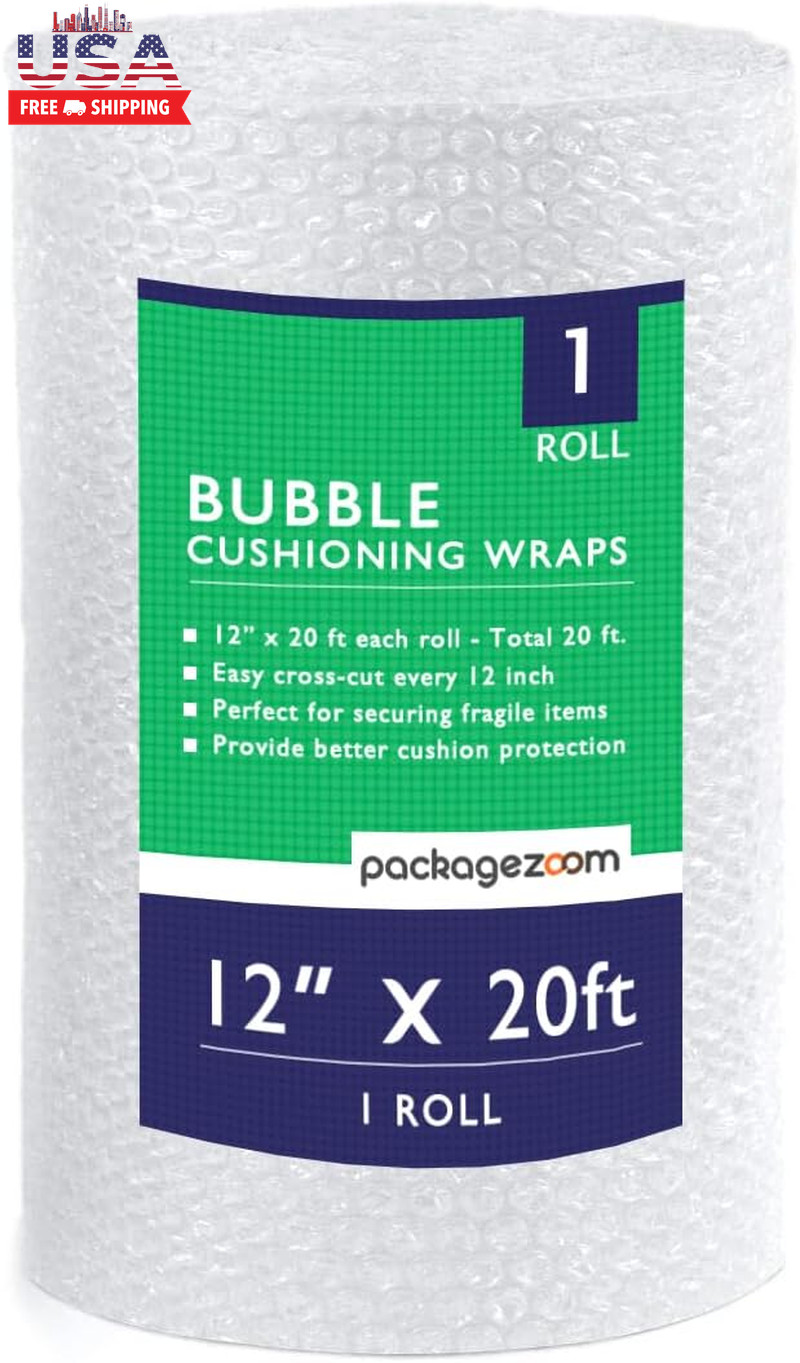 12 Inch X 20 Ft Bubble Cushioning Wrap, Perforated Every 12″ Protective Packing