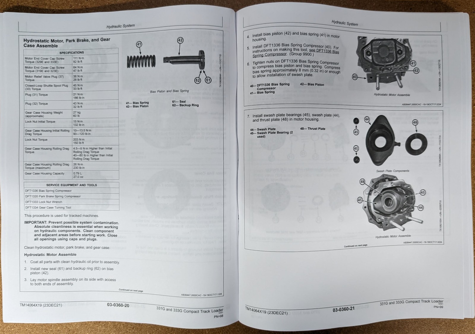 John Deere 331G, 333G Skid Steer Technical Service Repair Manual – TM14064X19