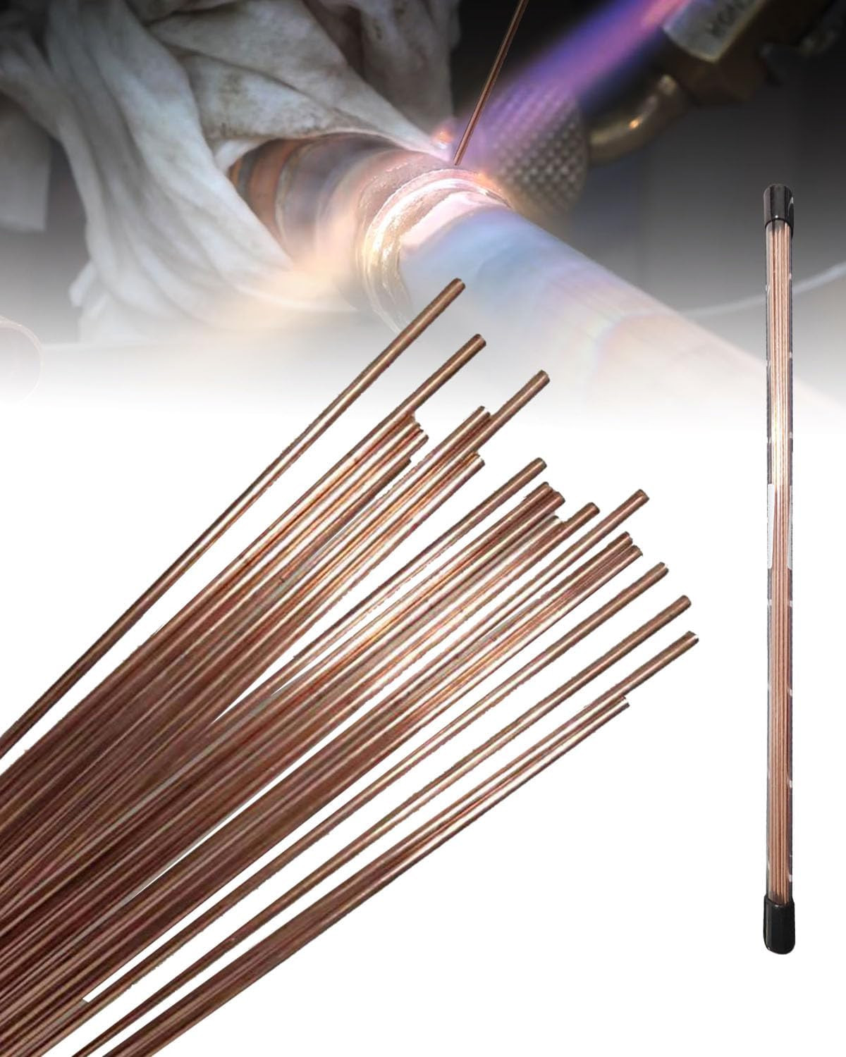 20 Rods Copper Brazing Rods 14 X 1/13 Brazing Rods for Copper Hvac Self Fluxin