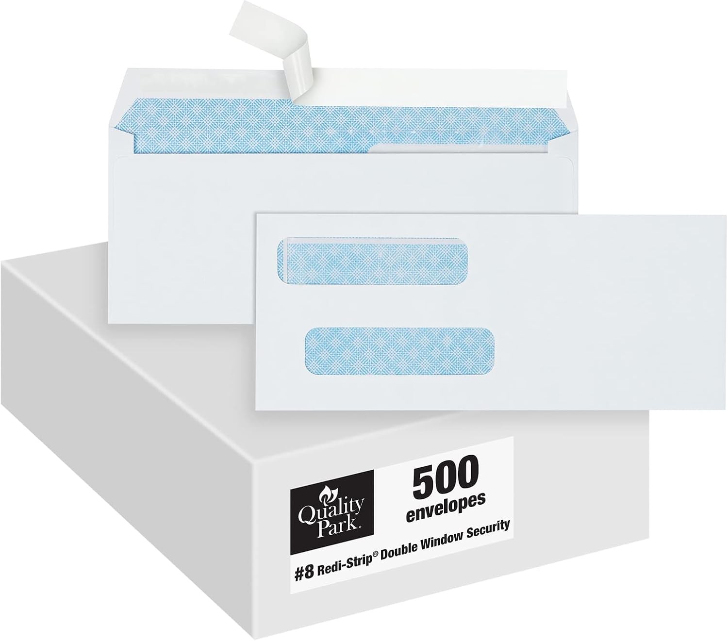 Quality Park #8 Double Window Envelopes, Self 500 Count (Pack of 1), White