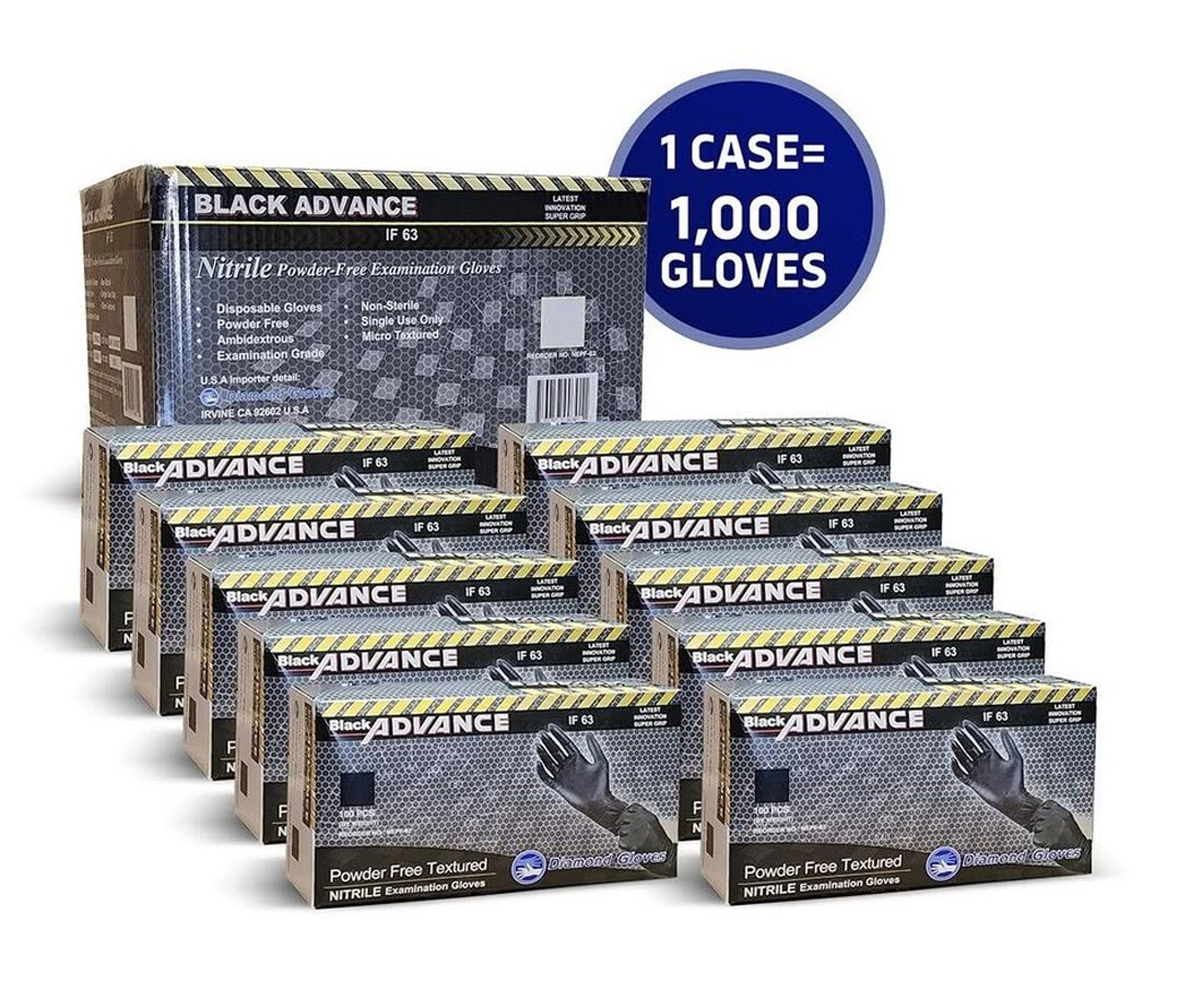 6 Mil Advance Black Nitrile Exam Gloves Powder Latex Free Case 1000 PCS XXL