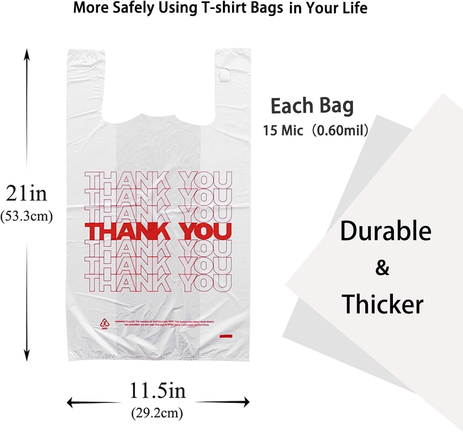 High-Quality 11.5″ x 6.25″ x 21″ Thank You Bags – 500 Count for Small Businesses