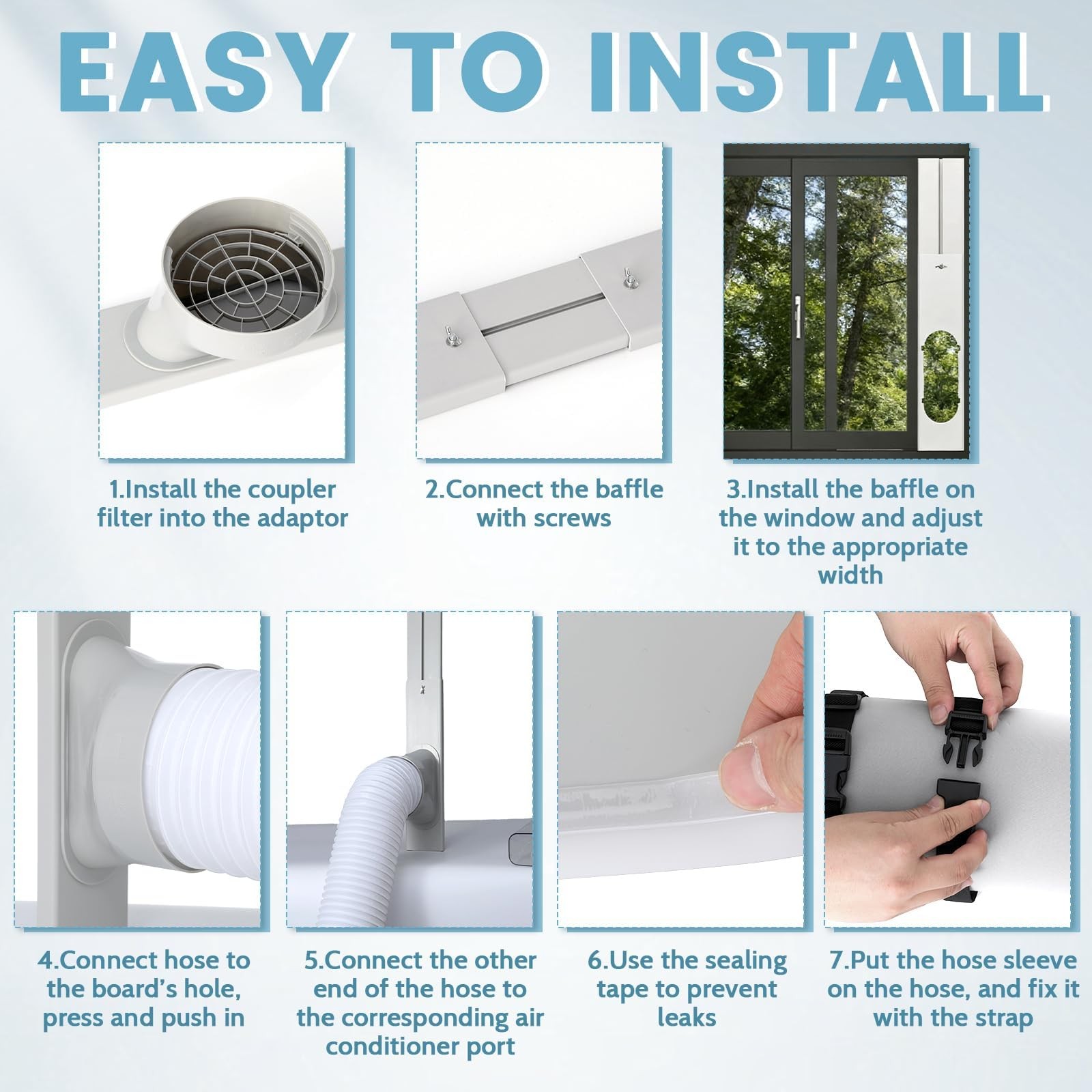 Conderyang Portable Air Conditioner Window Unit Kit with Hose Universal Gray