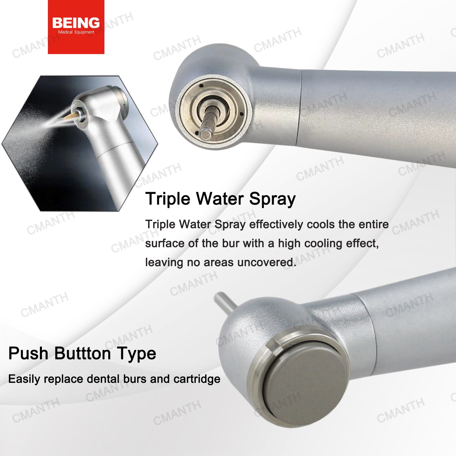 US BEING Dental Handpiece High Speed Turbine For KaVo MULTIflex Coupler 4 Hole