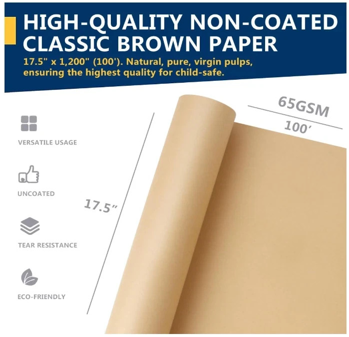 17.5″ x 1200” Brown Kraft Paper 50 lb Basis Thick Roll Packaging Shipping NEW**