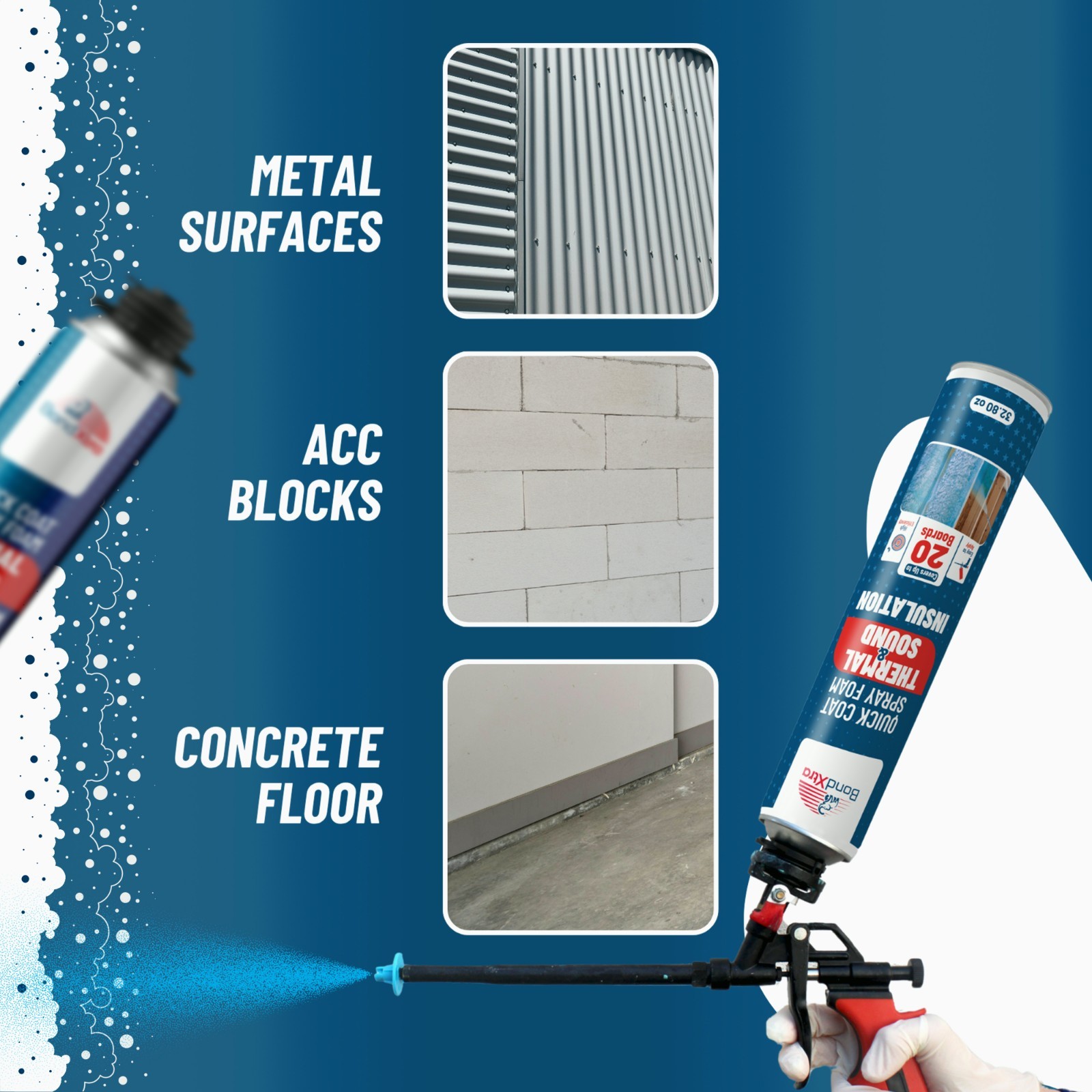 BondXtra Spray Foam Insulation Kit (36 x 32.80 oz/930 gr720 Brd ft) Self Expan