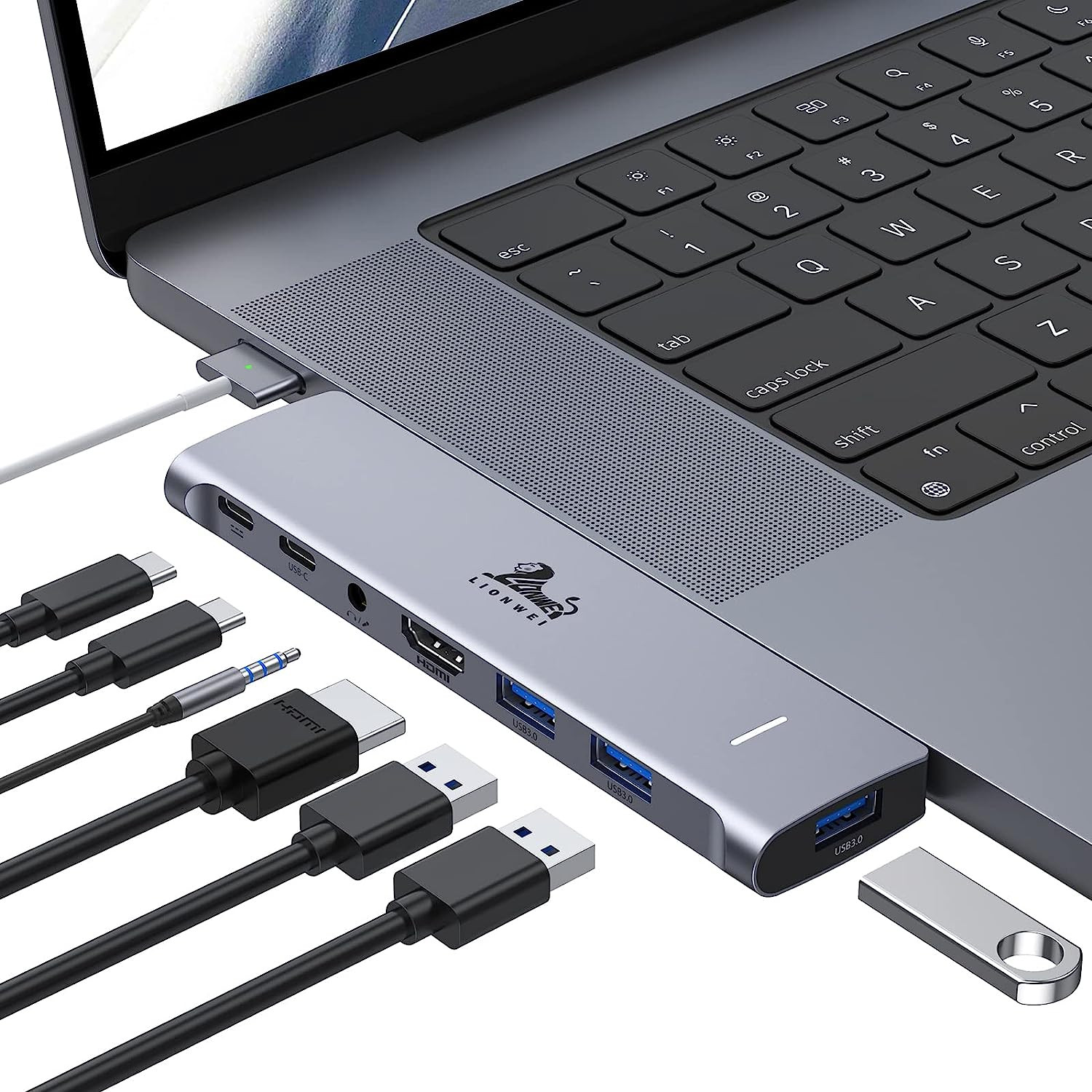 USB C Hub Adapter for Macbook Pro/Air M1M2M3 2022 2021 2020 13″15″16″,Multiport