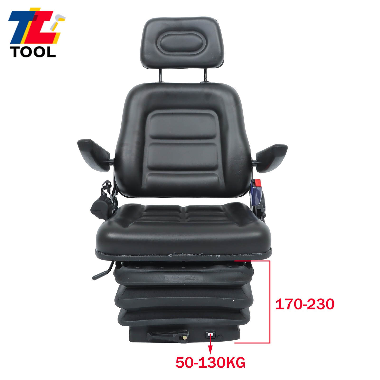 Forklift Tractor Seat Suspension Adjustable Backrest Armrest Safety Belt