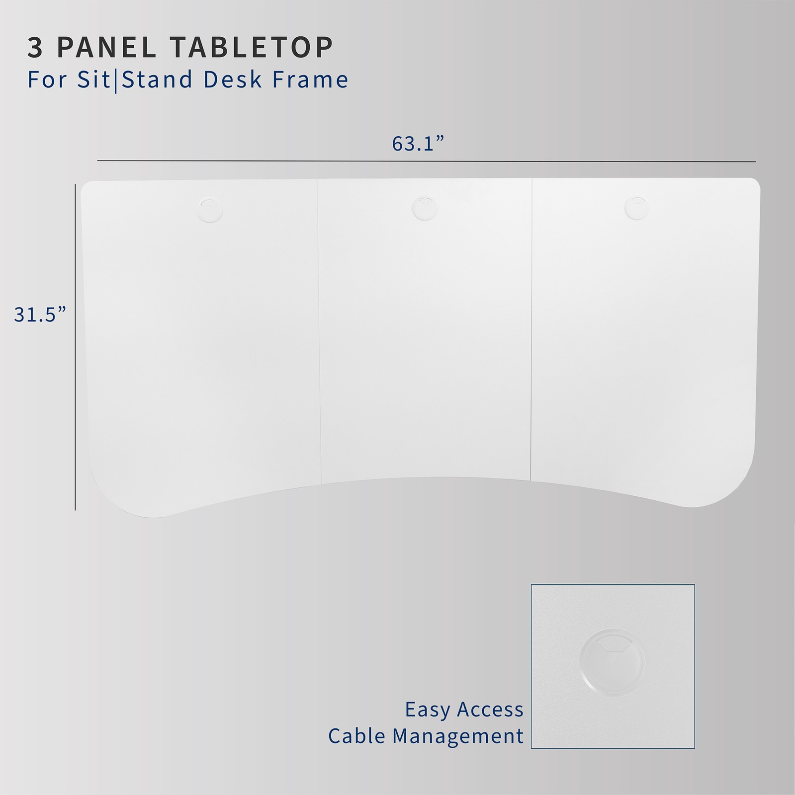VIVO White 63″ x 32″ Table Top for Adjustable Standing Desk Frames