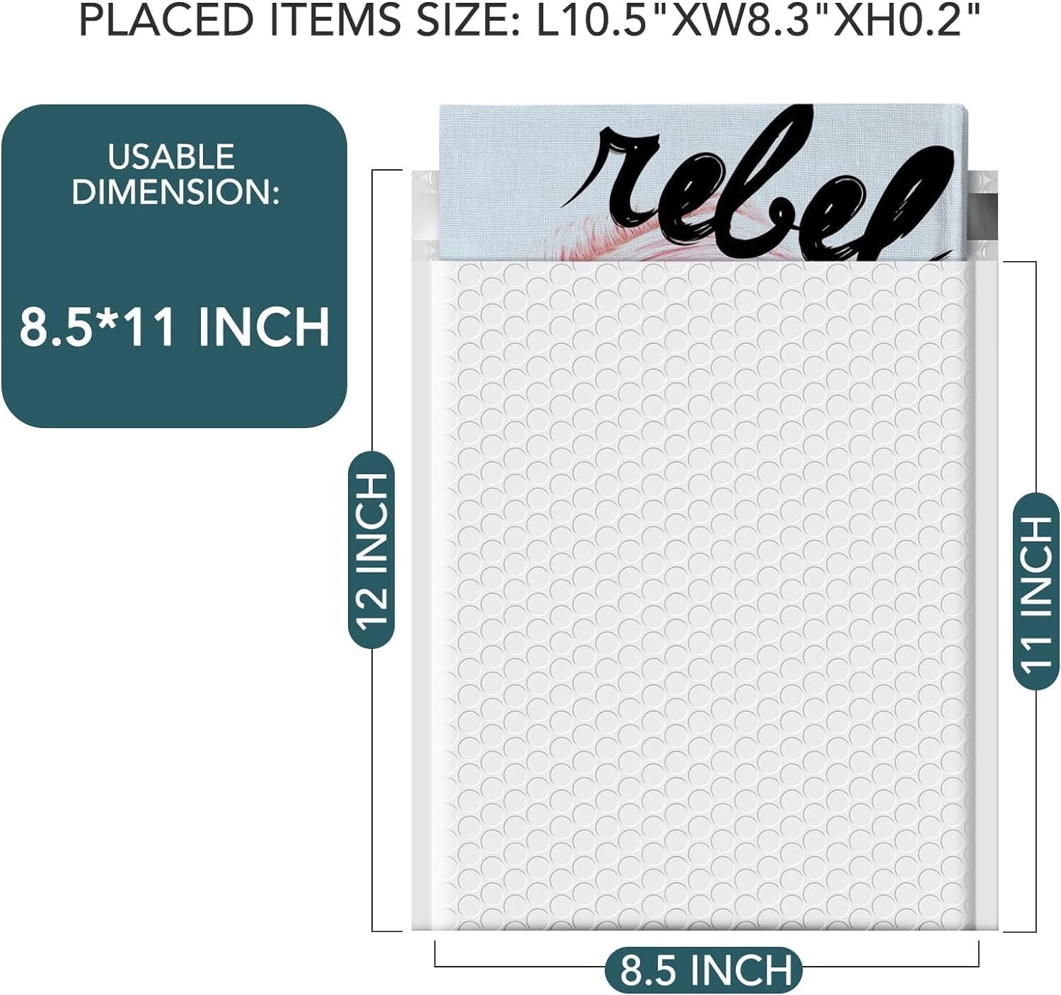500Pcs Poly Bubble Mailers Padded Envelope Shipping Mailing Bag 8.5×12″ #2 White