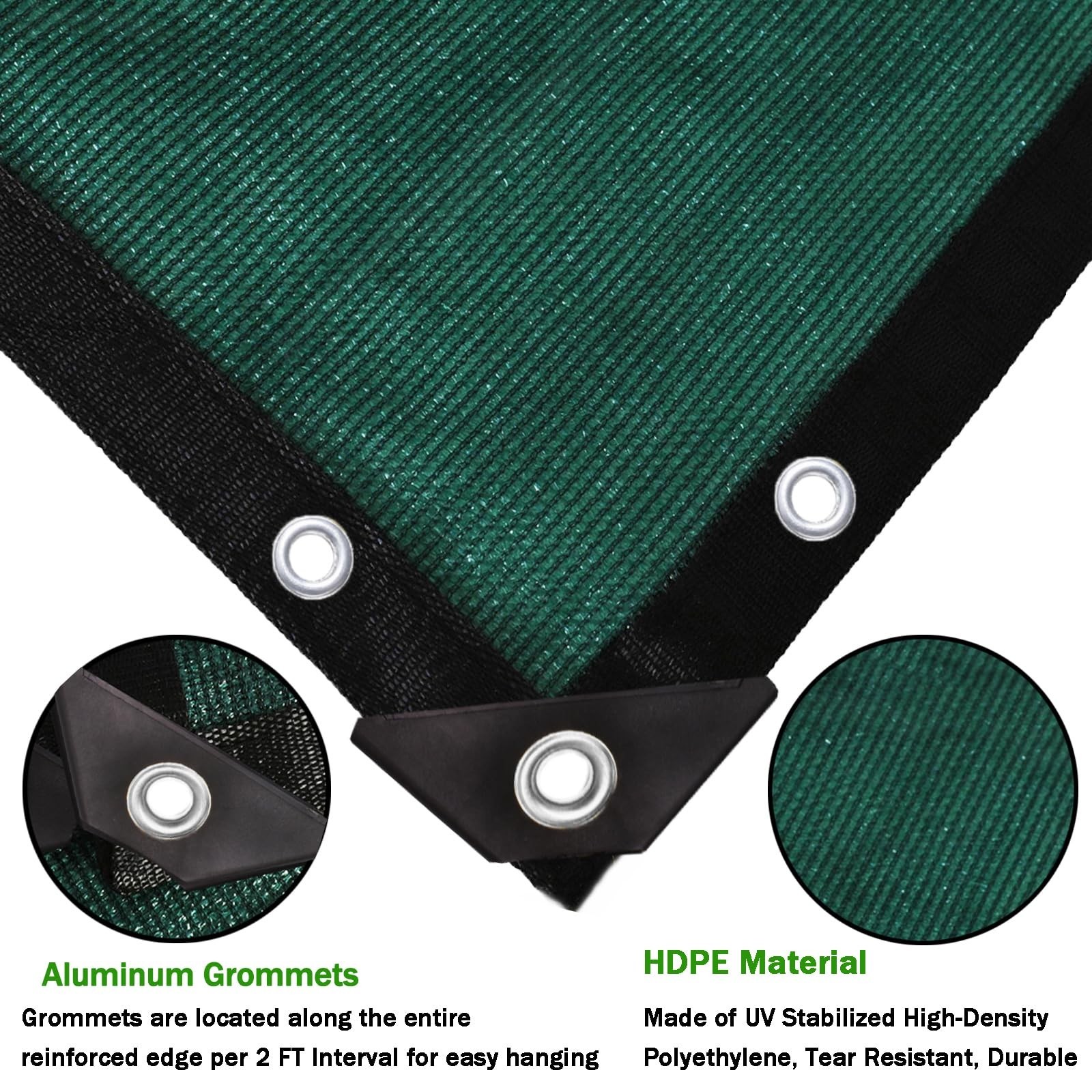 90% Green Colored Shade Cloth 8 ft X 12 ft, Heavy Duty Durable Mesh Tarp | Ga…