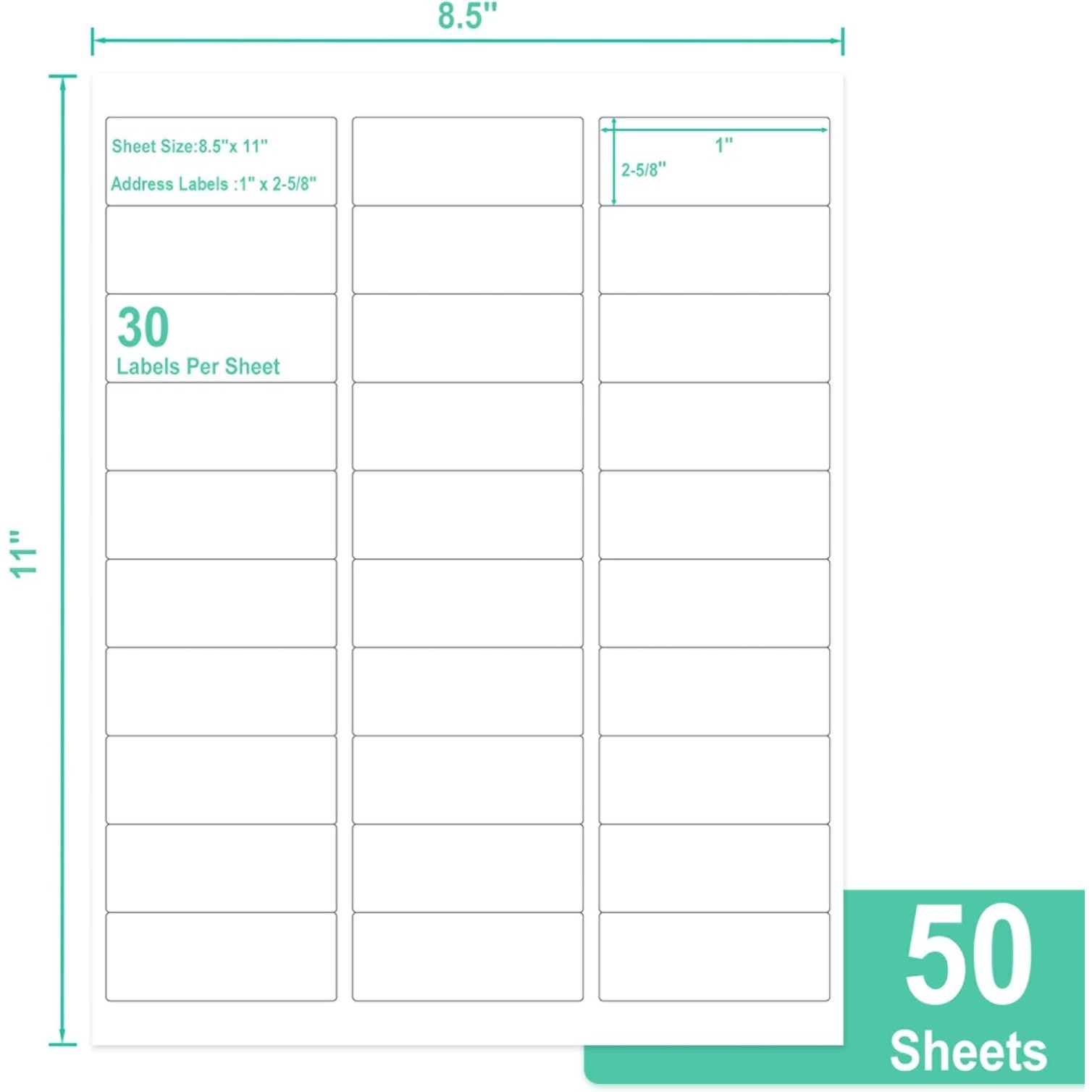 Printable Address Labels, 1″ x 2-5/8″, 30 per Sheet,Mailing Labels for Envelopes