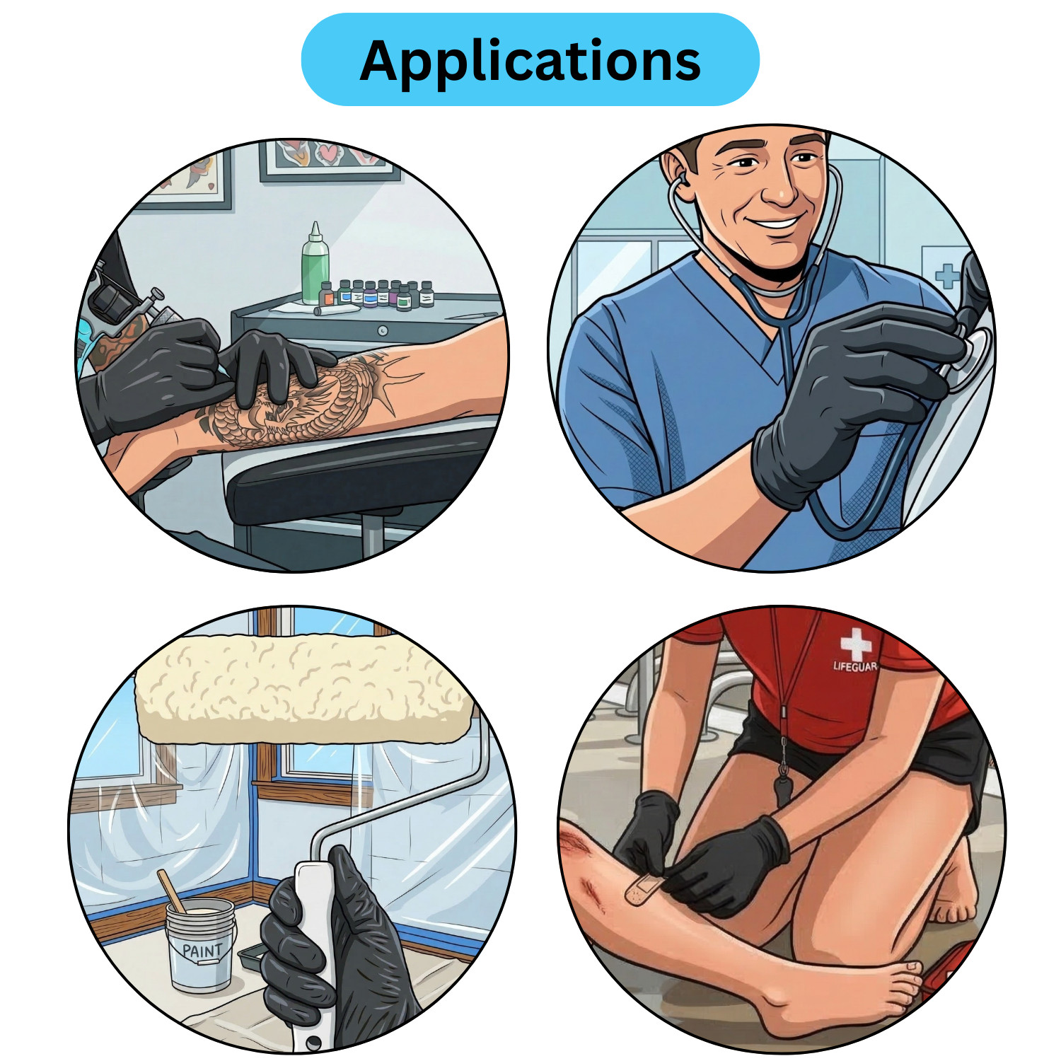 1000 Pieces, Black Nitrile Exam Powder-Free Disposable Gloves X-Large 6 MIL