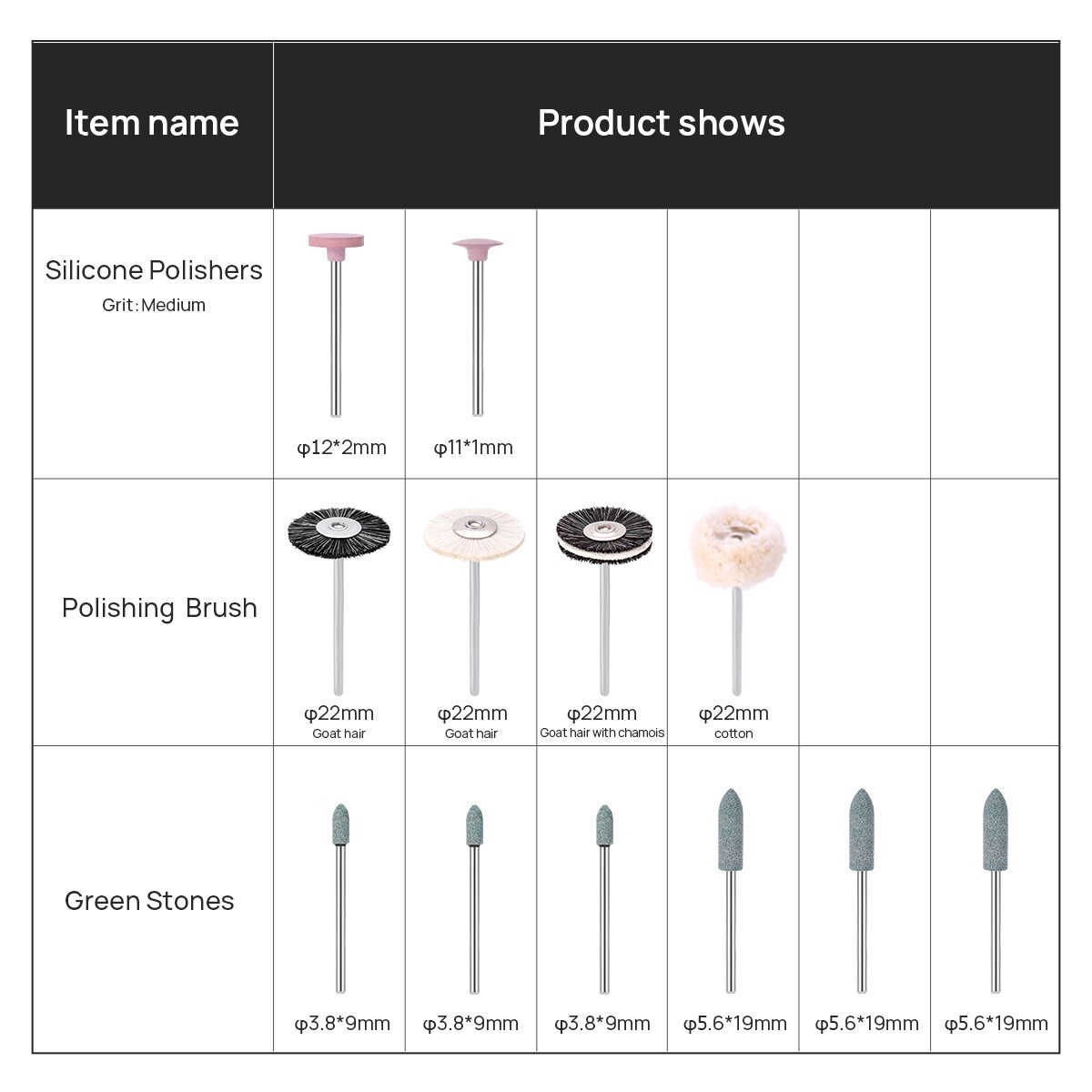 Dental Lab Polishing HP Kit Diamond Burs Brush For Ceramics Porcelain Grinding