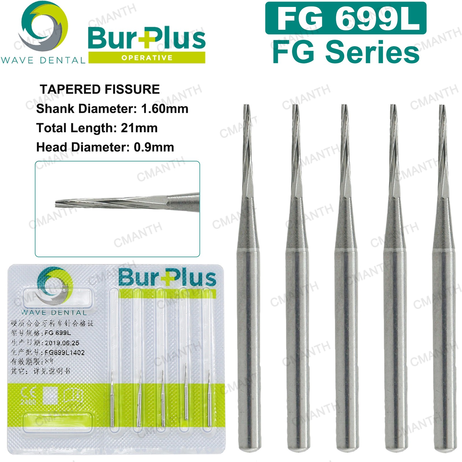 WAVE Dental Surgical Burs Carbide Bur Friction Grip FG Long 21mm For High Speed