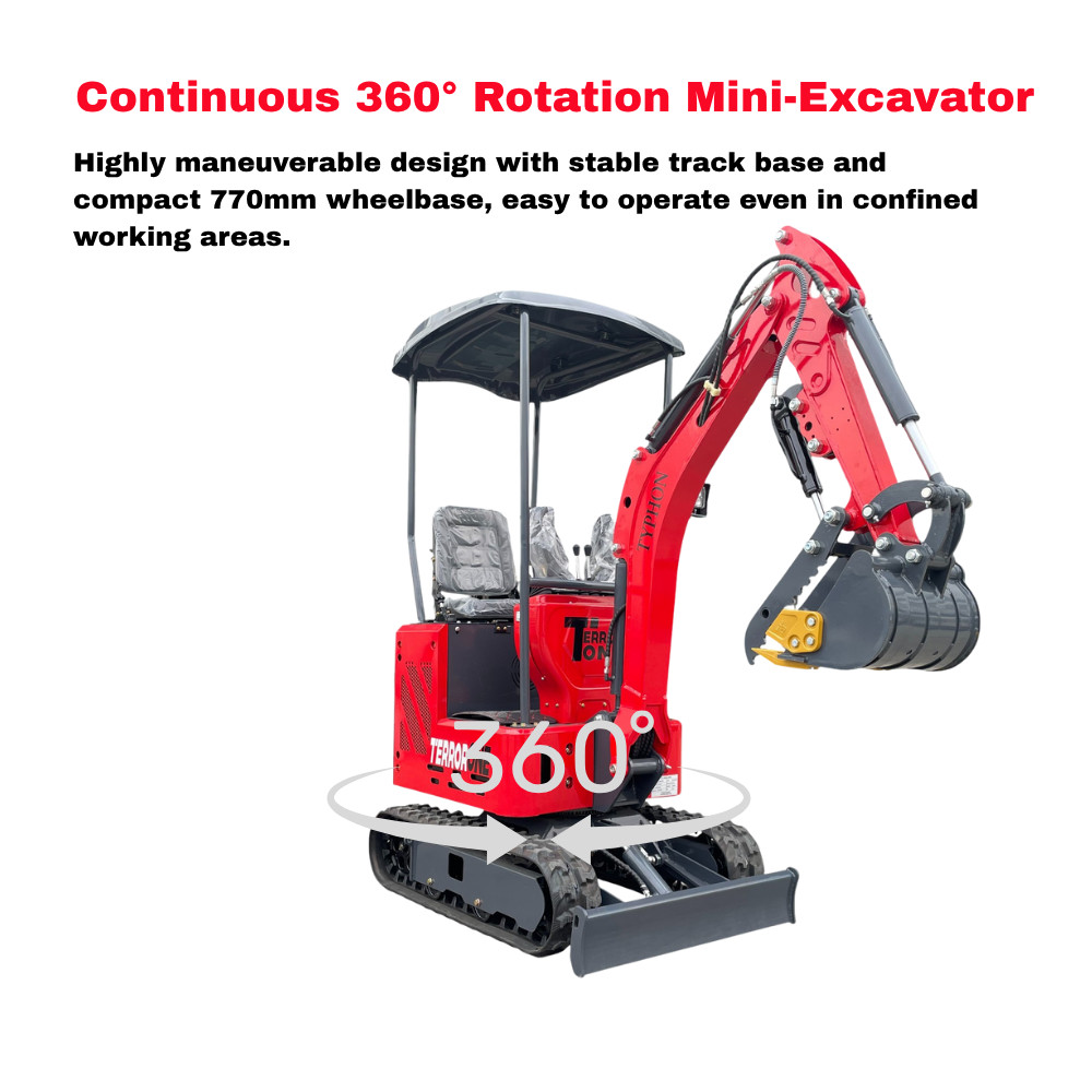 Mini Excavator TYPHON TERROR ONE STORM 1 Ton 13.5 hp B&S engine 13 Attachments