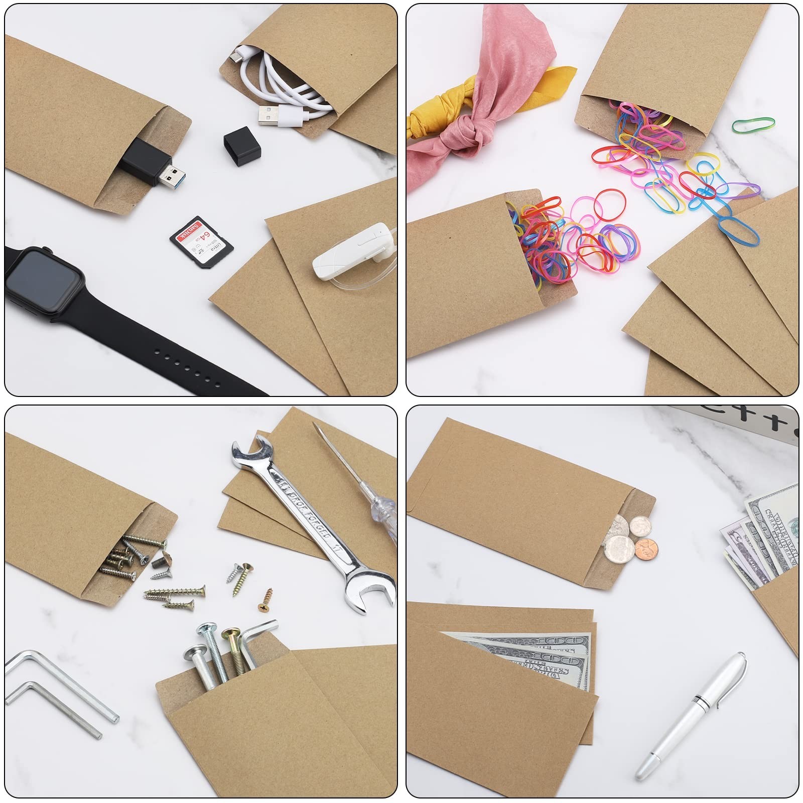 200 Pack Kraft Cash Envelopes 6.7×3.5 Fit for Envelope Money Saving Challenge…