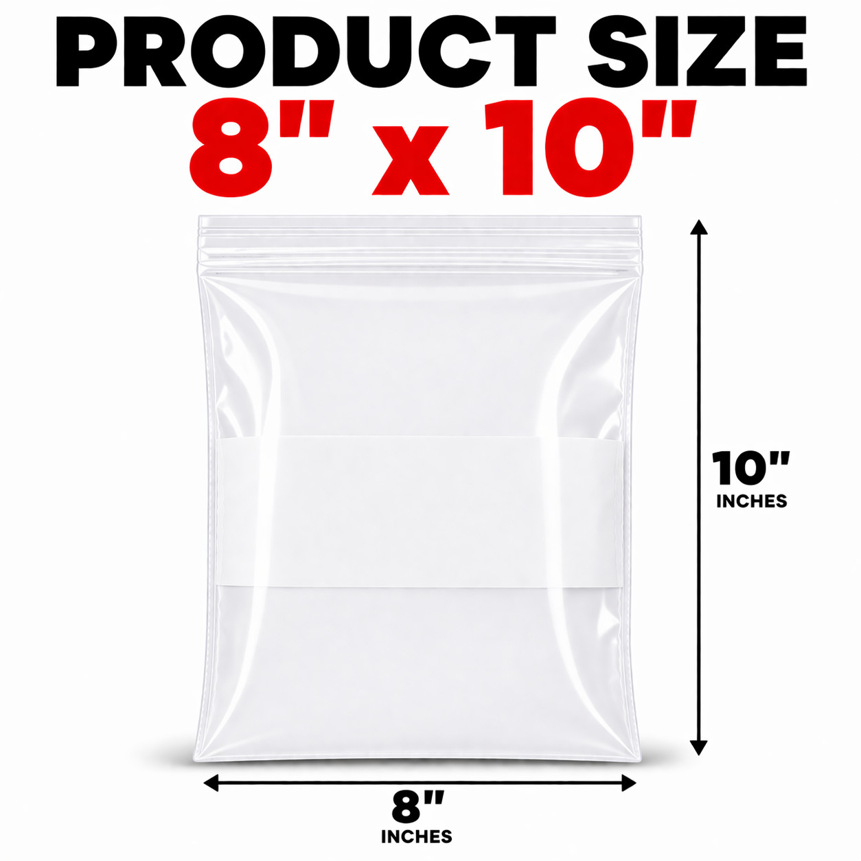 8×10 Zip Lock Poly Bags Clear 2 Mil White Block Label Bags Bulk Available