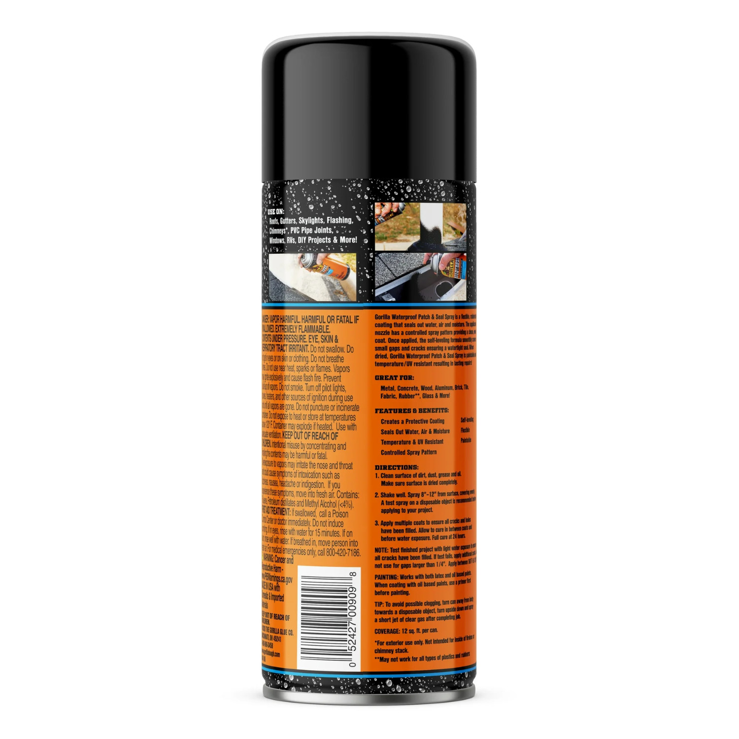 (3 Pack) Gorilla Waterproof Seal Spray 16 oz Rubber Coating Leak Repair Spray
