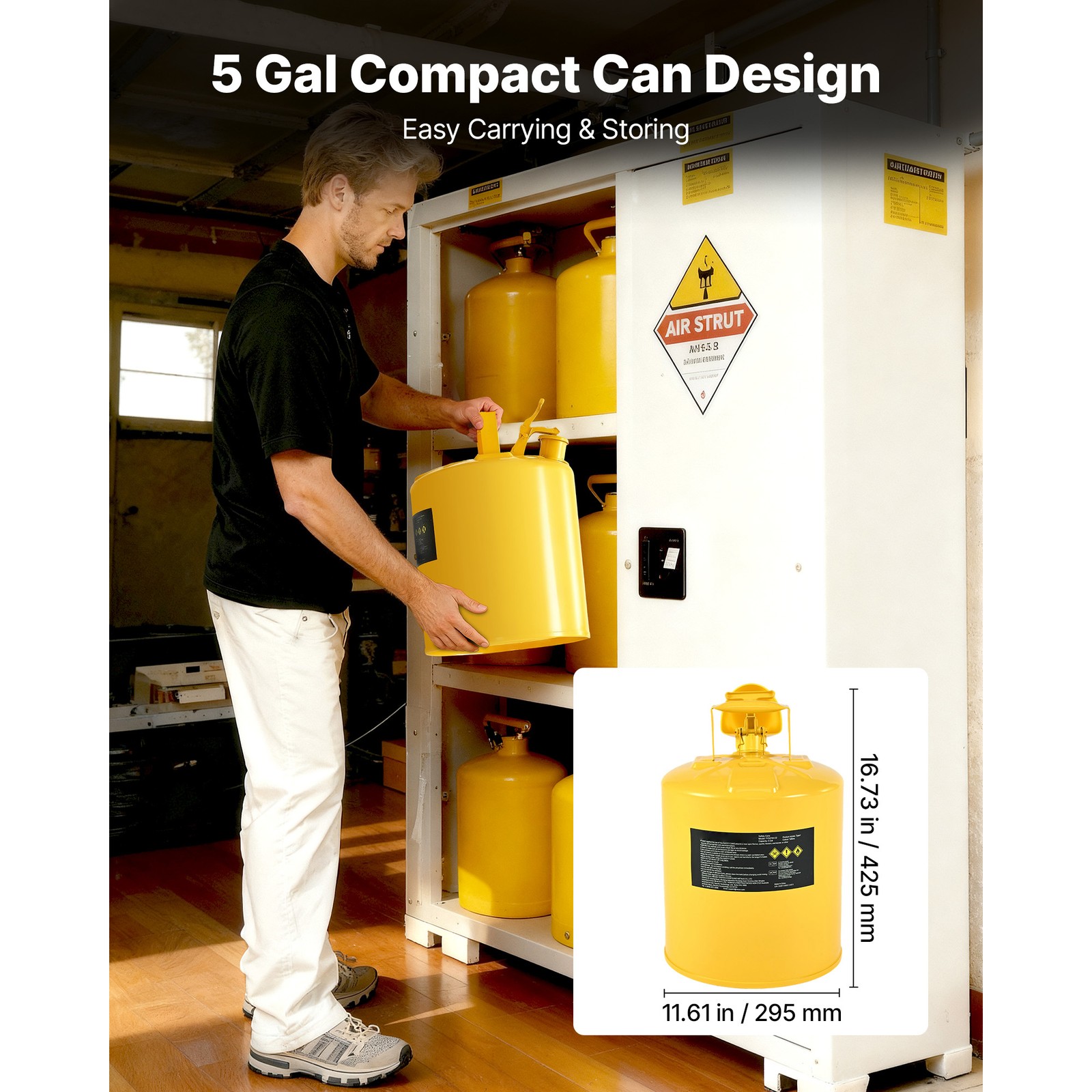 Uimoso 5 Gallon Type I Yellow Safety Diesel Can with Flame Arrester and Funnel