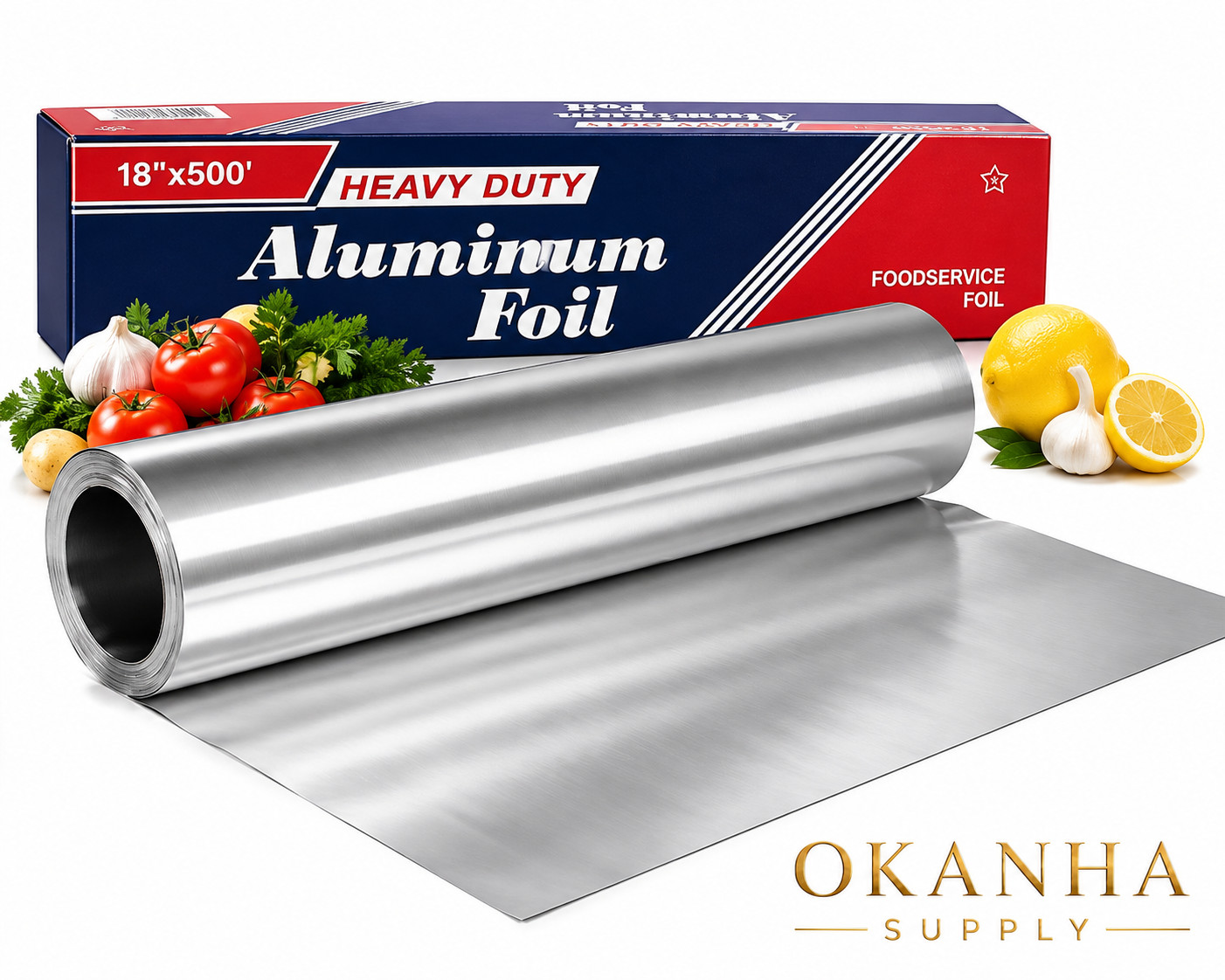 18″ x 500 Feet Heavy Duty Aluminum Foil Rolls, Commercial-Grade Wrap, 1 Count