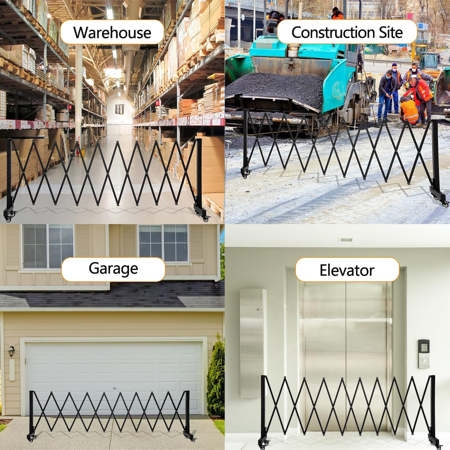 11.5FT Expandable Barricade Gate, Expandable Metal Barricade Gate Alloy Fence wi