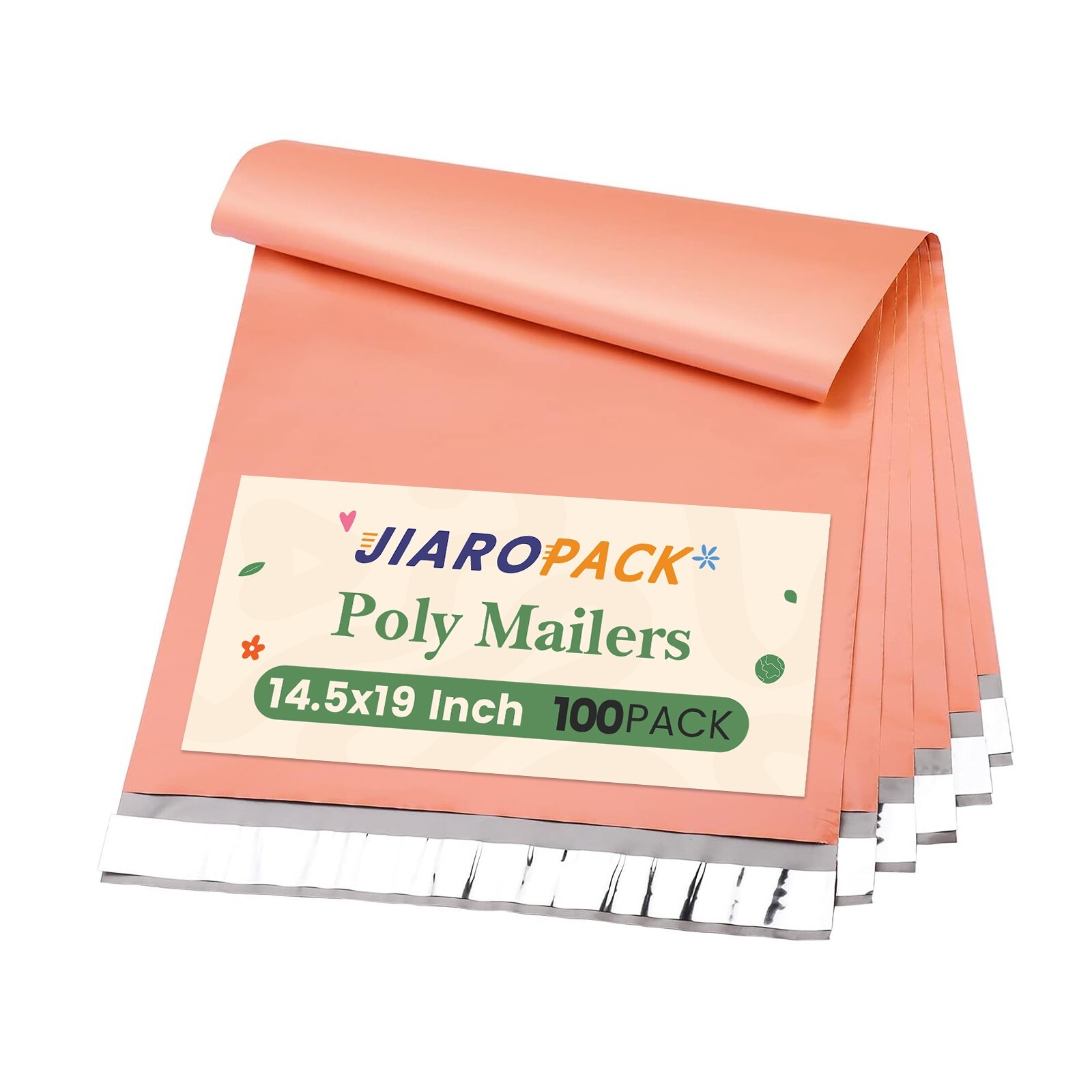 Jiaro Pack Poly Mailers Shipping Bags Envelopes 14.5×19″ 100 Pack Peach Pink