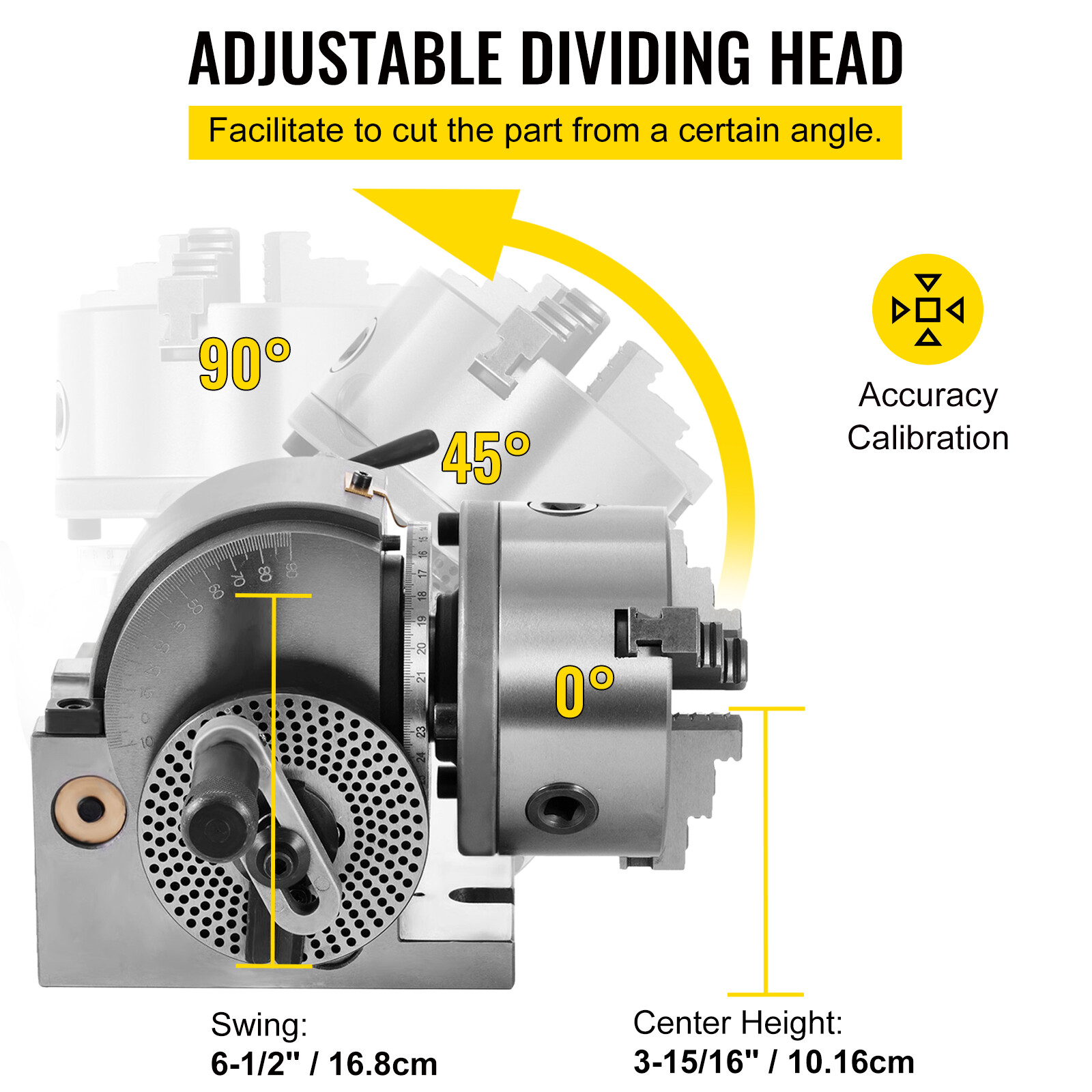 VEVOR BS-0 Semi 5″ Indexing Dividing Head 3-Jaw Chuck Tailstock For CNC Milling